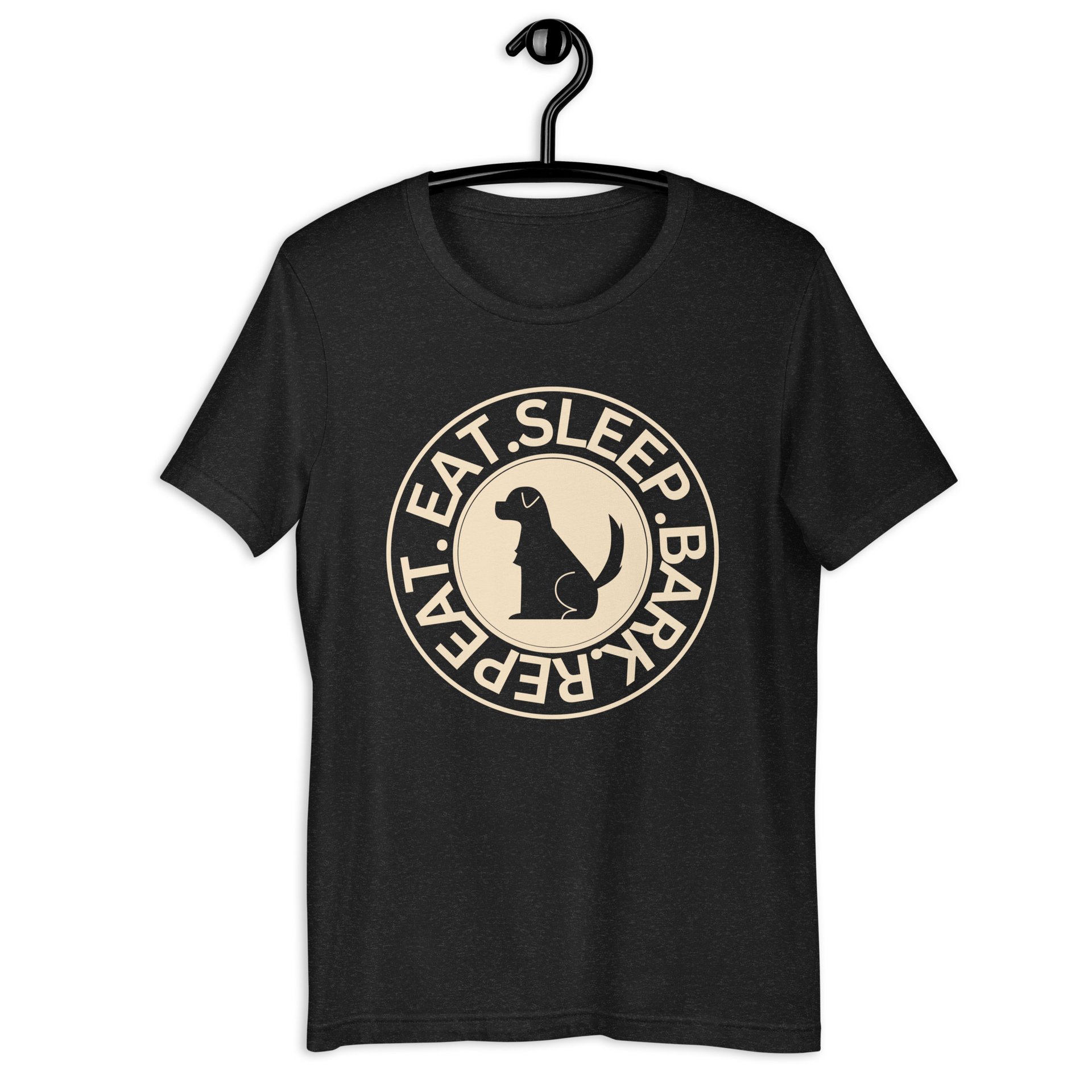 Eat Sleep Bark Repeat Ansylvanian Hound Unisex T-Shirt. Black Heather