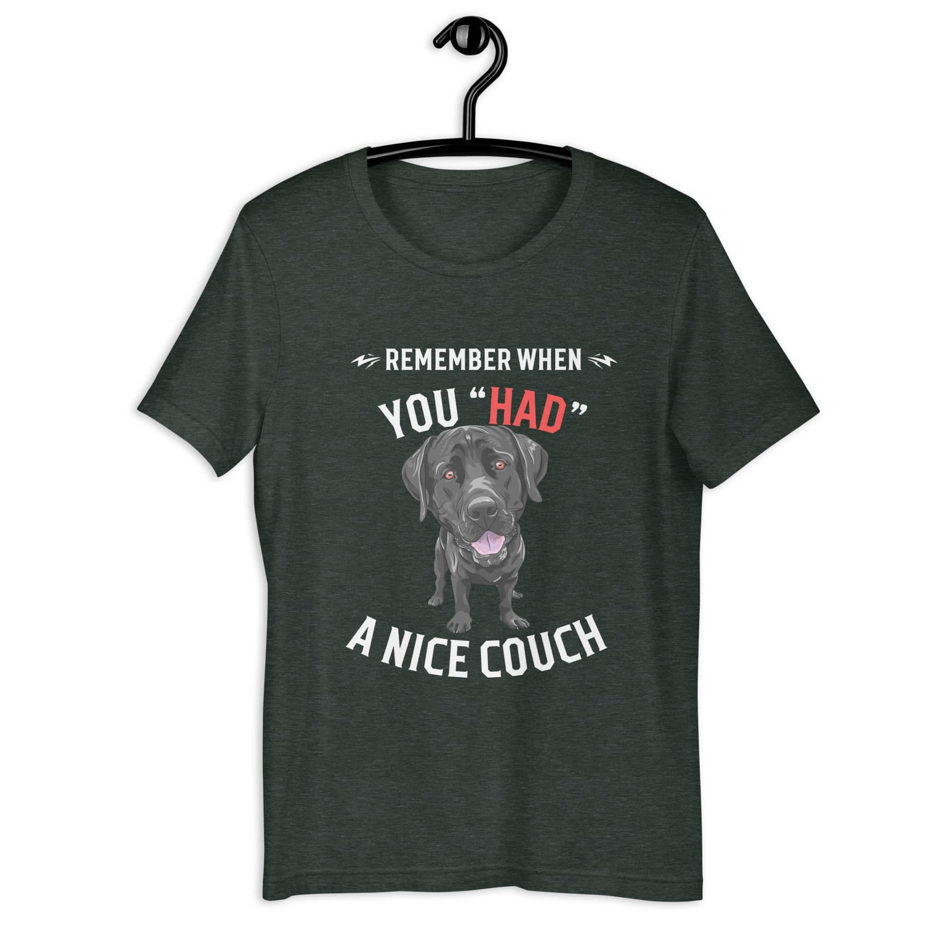 "Remember When You Had A Nice Couch" Funny Labrador Retriever Unisex T-Shirt matte black