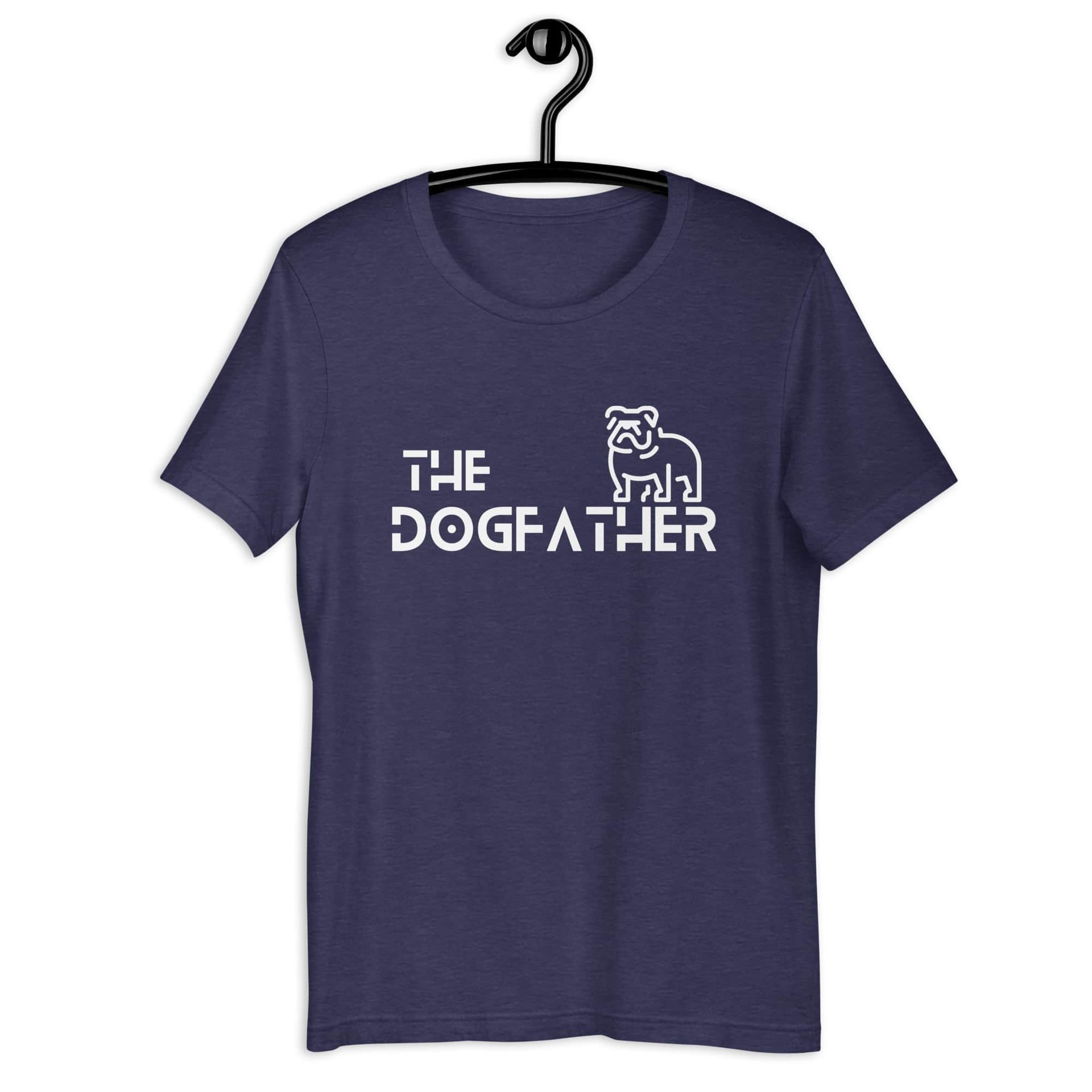 The Dogfather Bulldog Unisex T-Shirt. Heather Midnight Navy