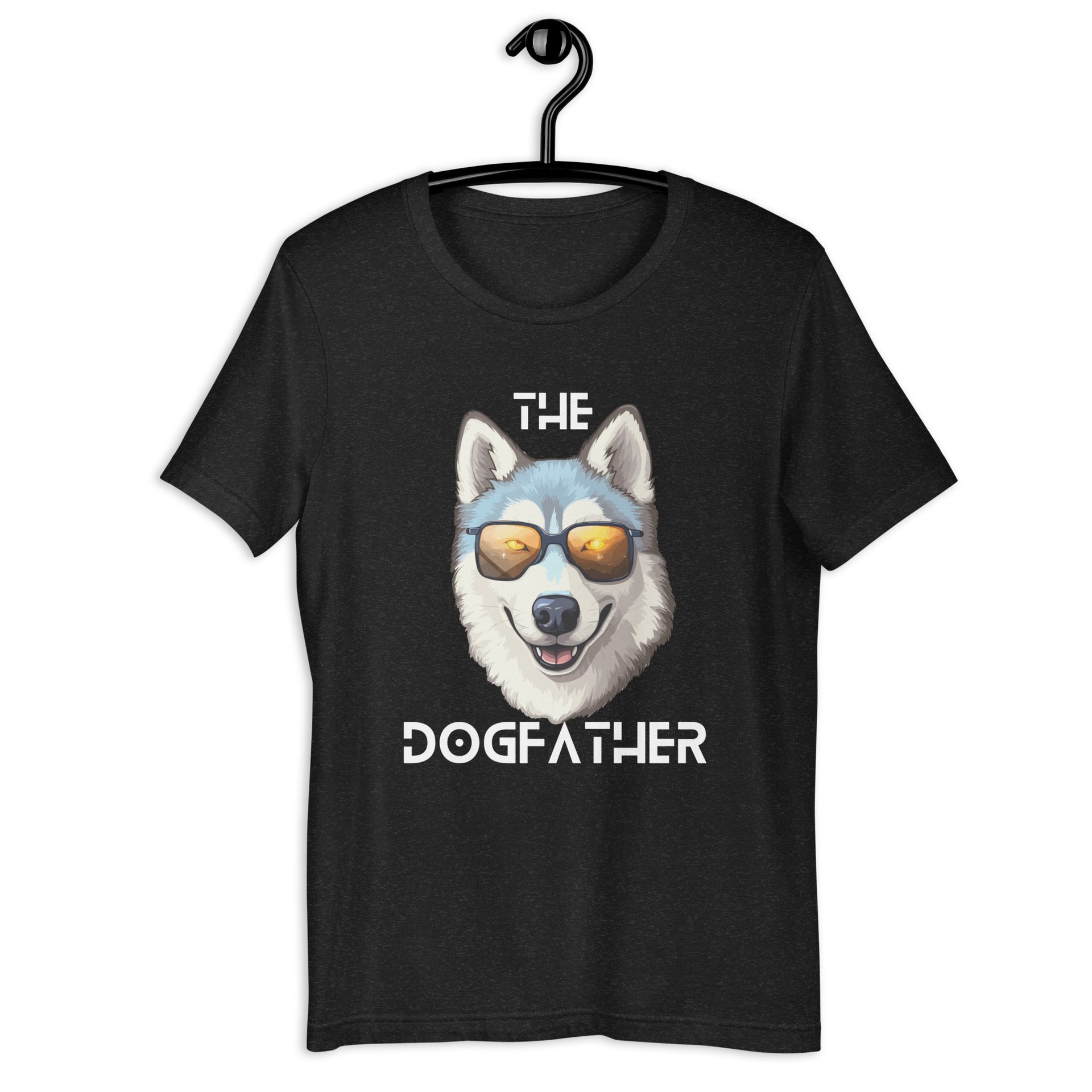 The Dogfather Huskies Unisex T-Shirt. Black Heather