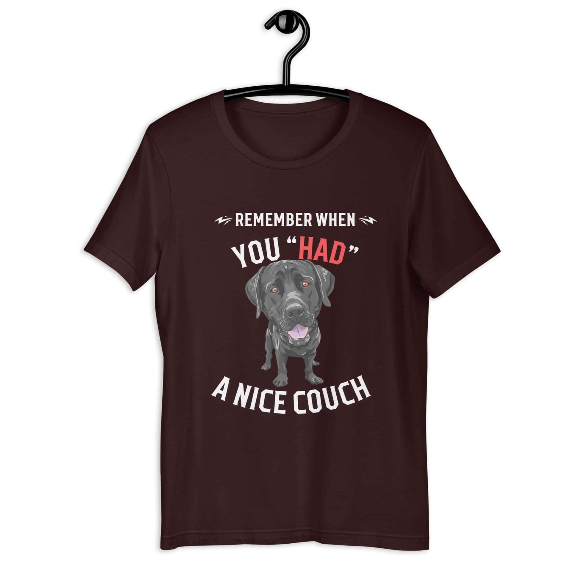 "Remember When You Had A Nice Couch" Funny Labrador Retriever Unisex T-Shirt brown