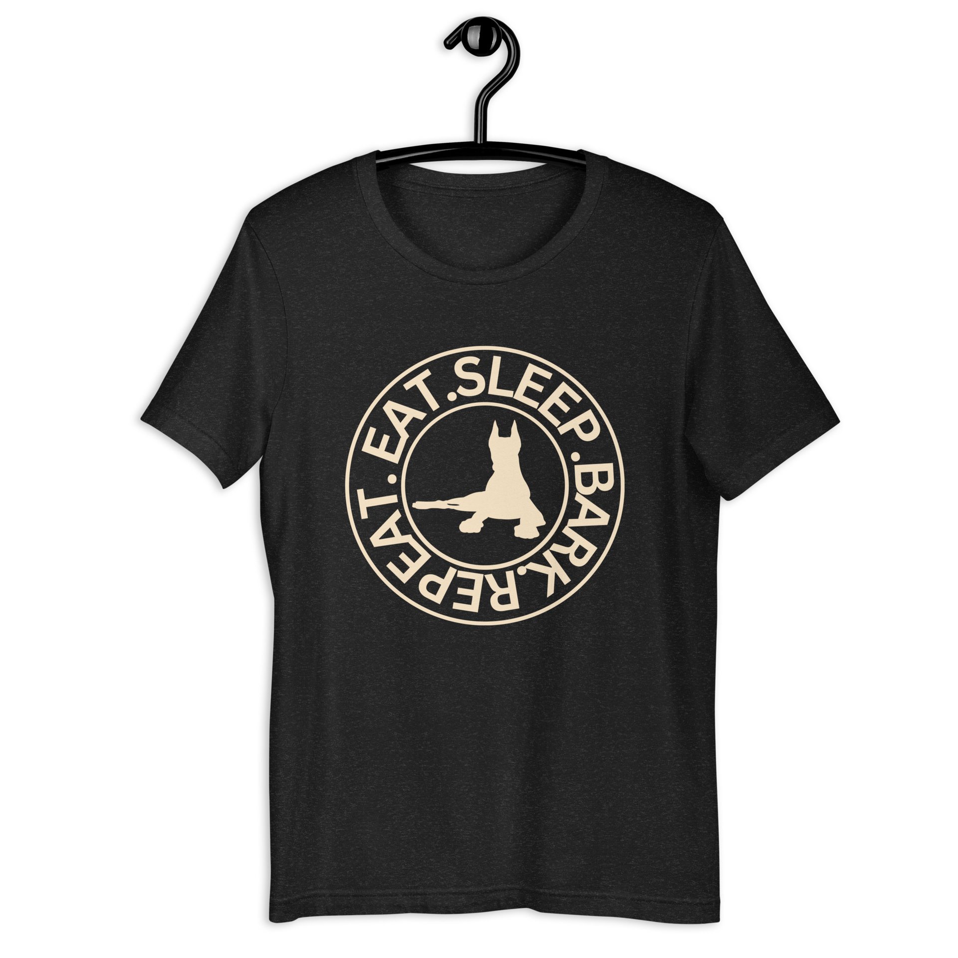 Eat Sleep Bark Repeat Toy Manchester Terrier Unisex T-Shirt. Black Heather