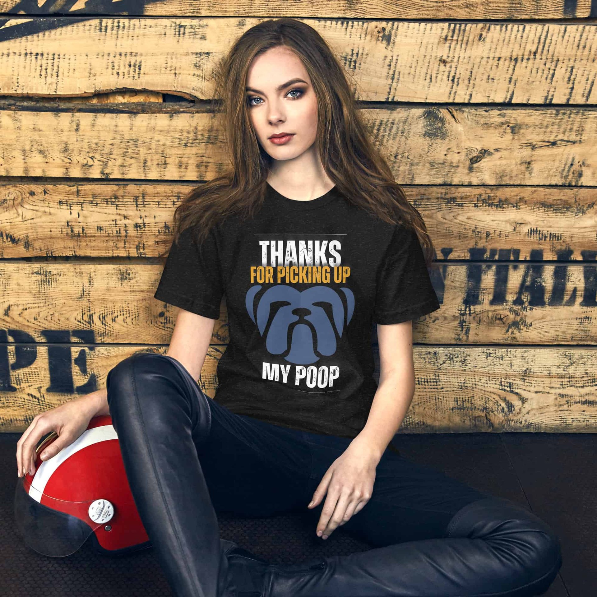 Thanks For Picking Up My POOP Funny Bulldog Unisex T-Shirt. Black Heather , Female