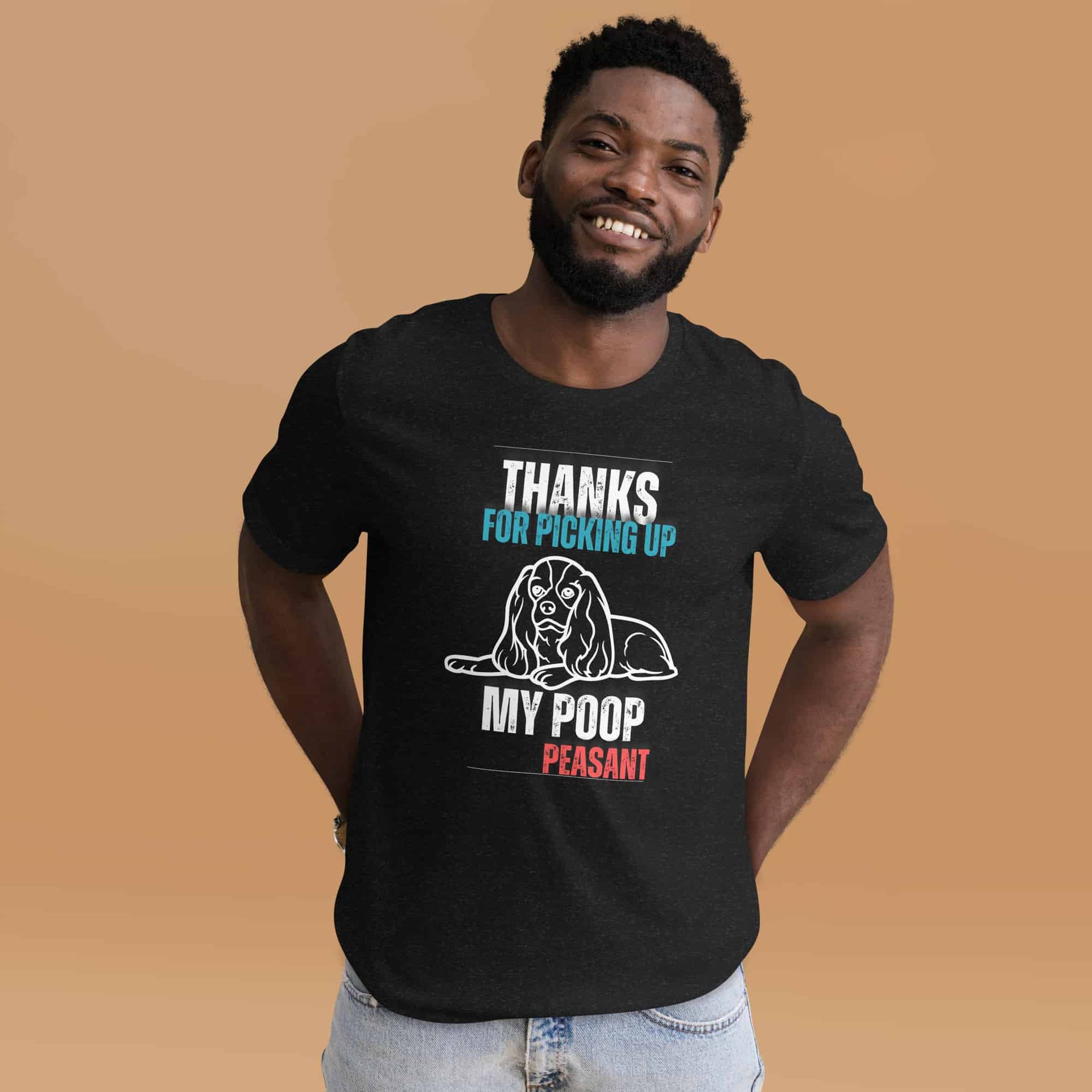 Thanks For Picking Up My POOP Funny Hounds Unisex T-Shirt. Black Heather. Male