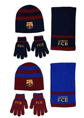 Gorro, guantes y bufanda FCB