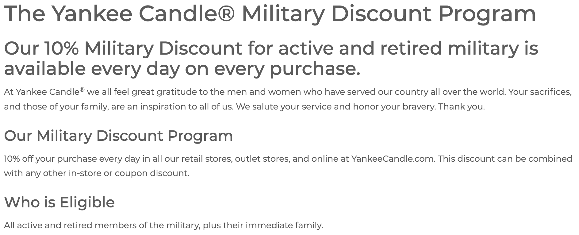 Yankee Candle Military Discount 10 Off Military Veterans Discount