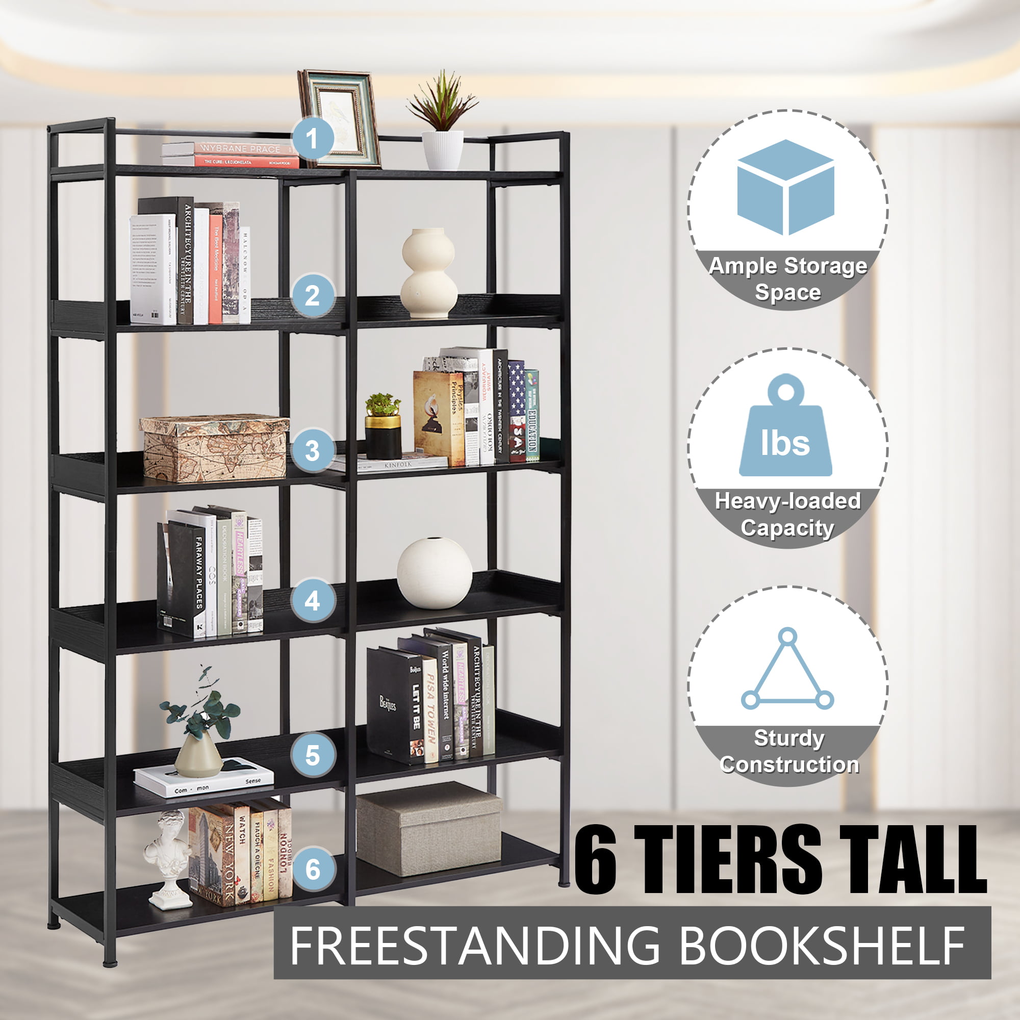 70.8 Inch Tall Bookshelf, MDF Boards - WF299104AAB