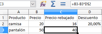 Referencias absolutas en Libre Office Calc 02