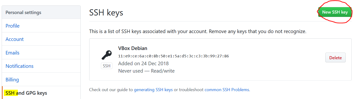 28 Adding the SSH key on GitHub