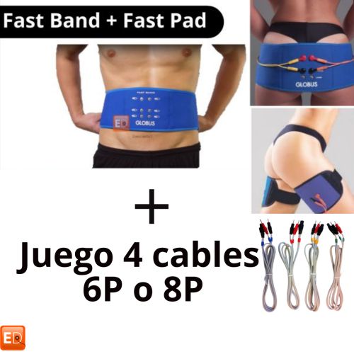 Juego 4 cables + fajas Fast Band-Fast Pad para compex