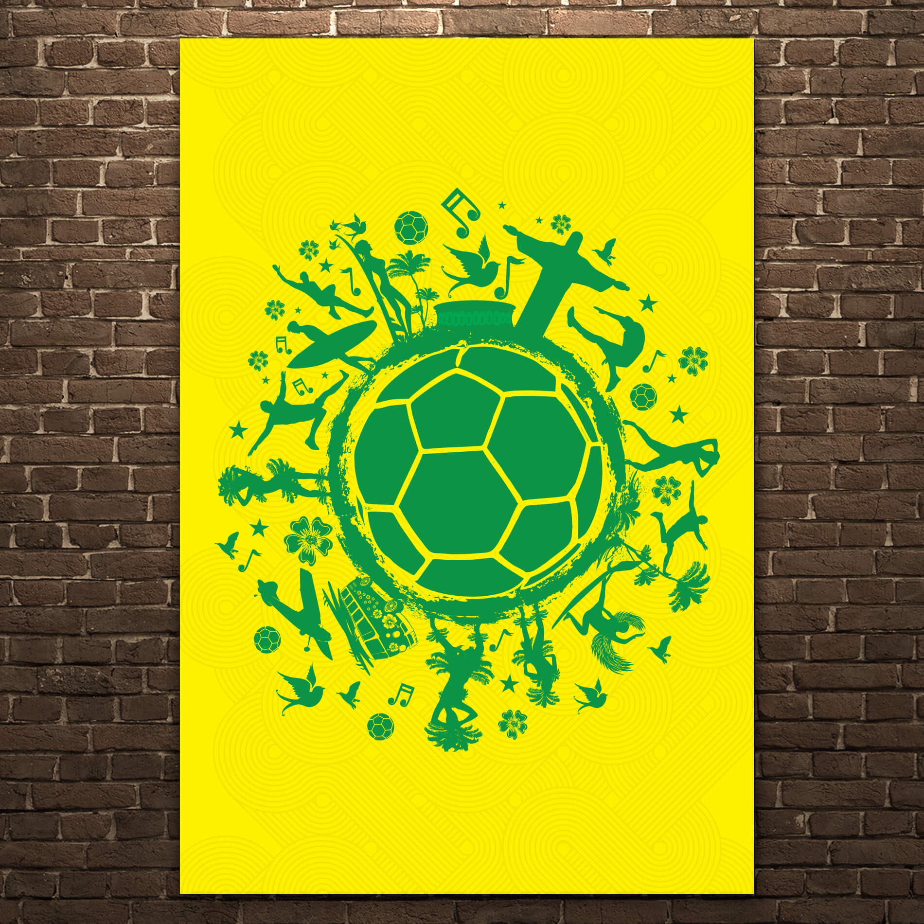 Placa Decorativa MDF País do Futebol Verde Amarela 30x40cm