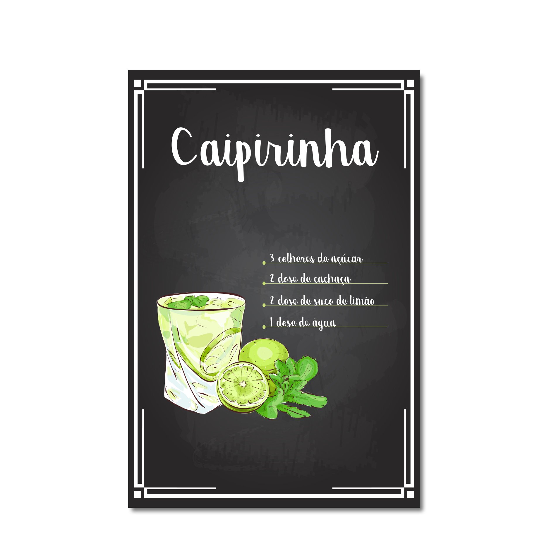 Placa Decorativa MDF Receitas de Drink Caipirinha