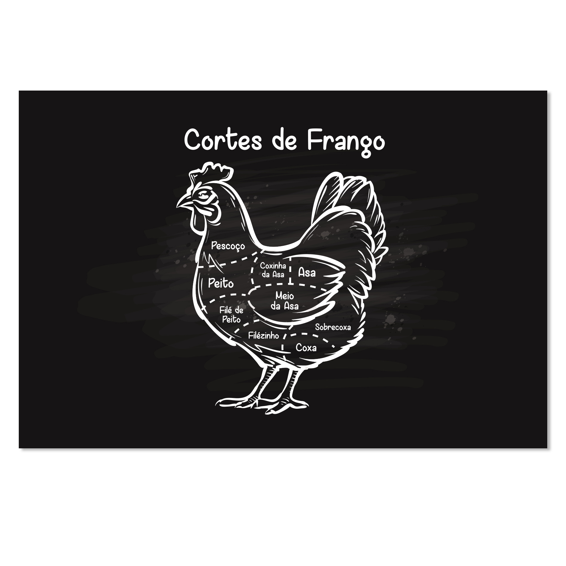 Placa Decorativa Churrasco Cortes Brasileiros de Frango 20x30cm