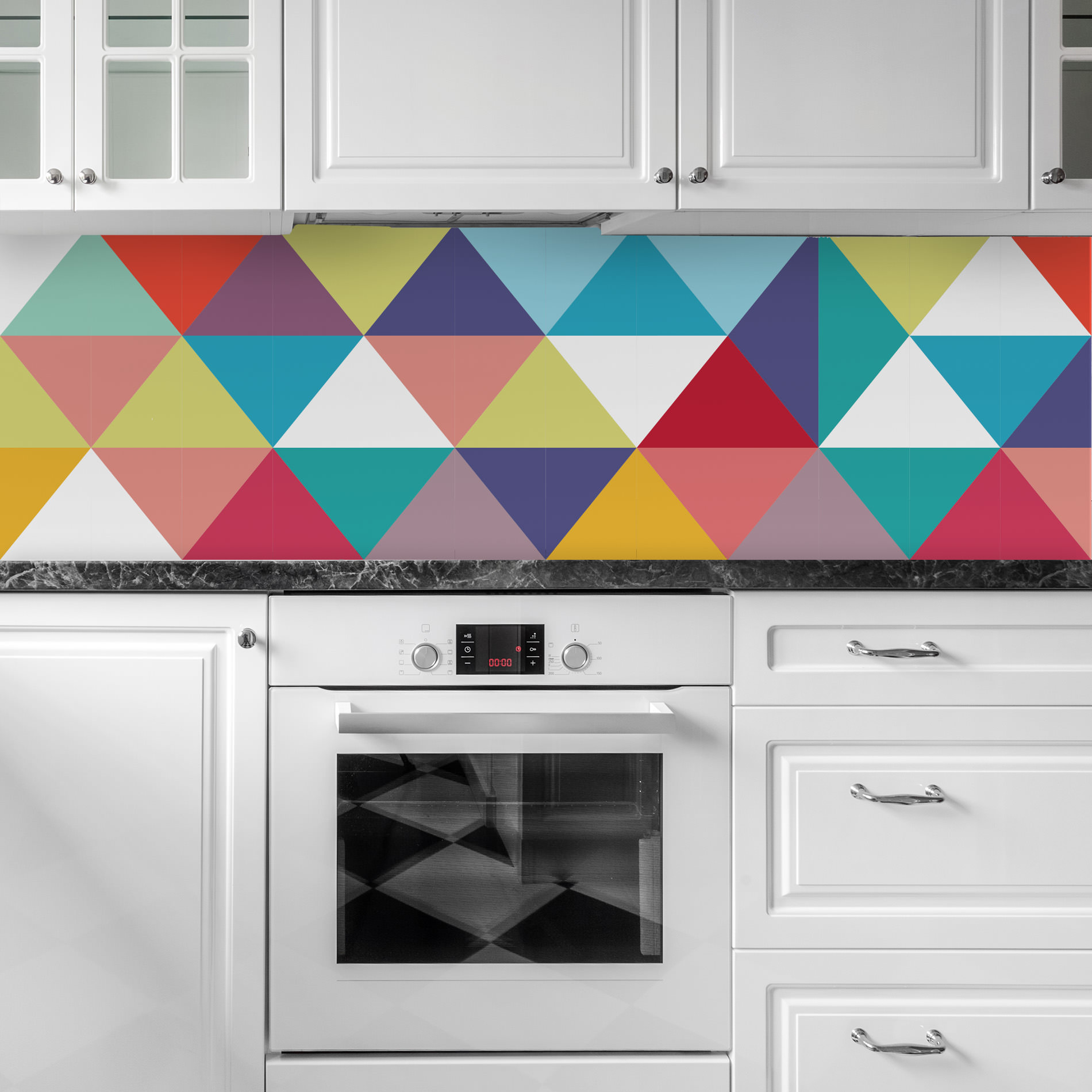Adesivo de Azulejo Geométrico Triângulos Coloridos Cozinha