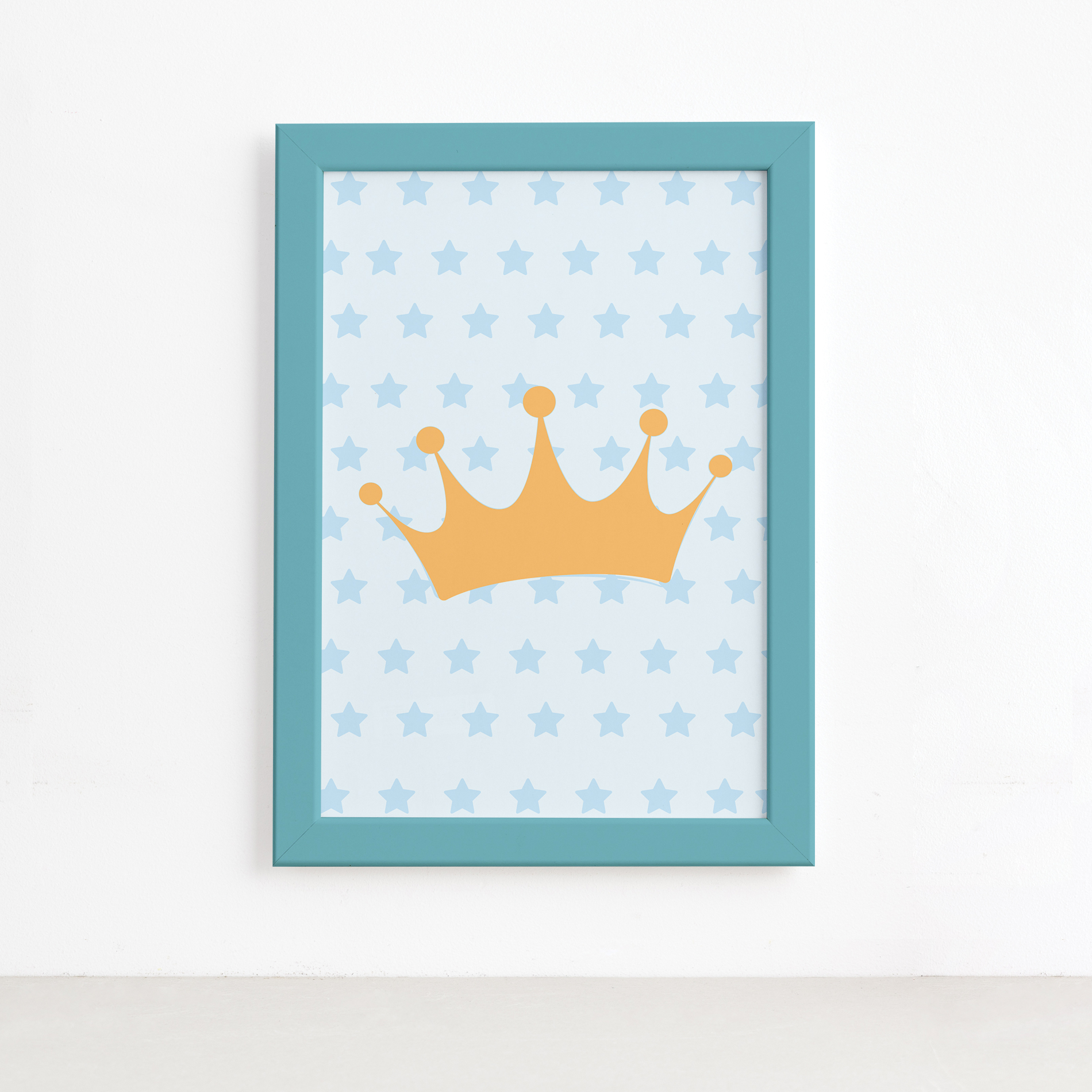 Quadro Ursinho Príncipe Coroa Moldura Azul 22x32cm,Quadro Ursinho Príncipe Coroa Moldura Azul 22x32cm