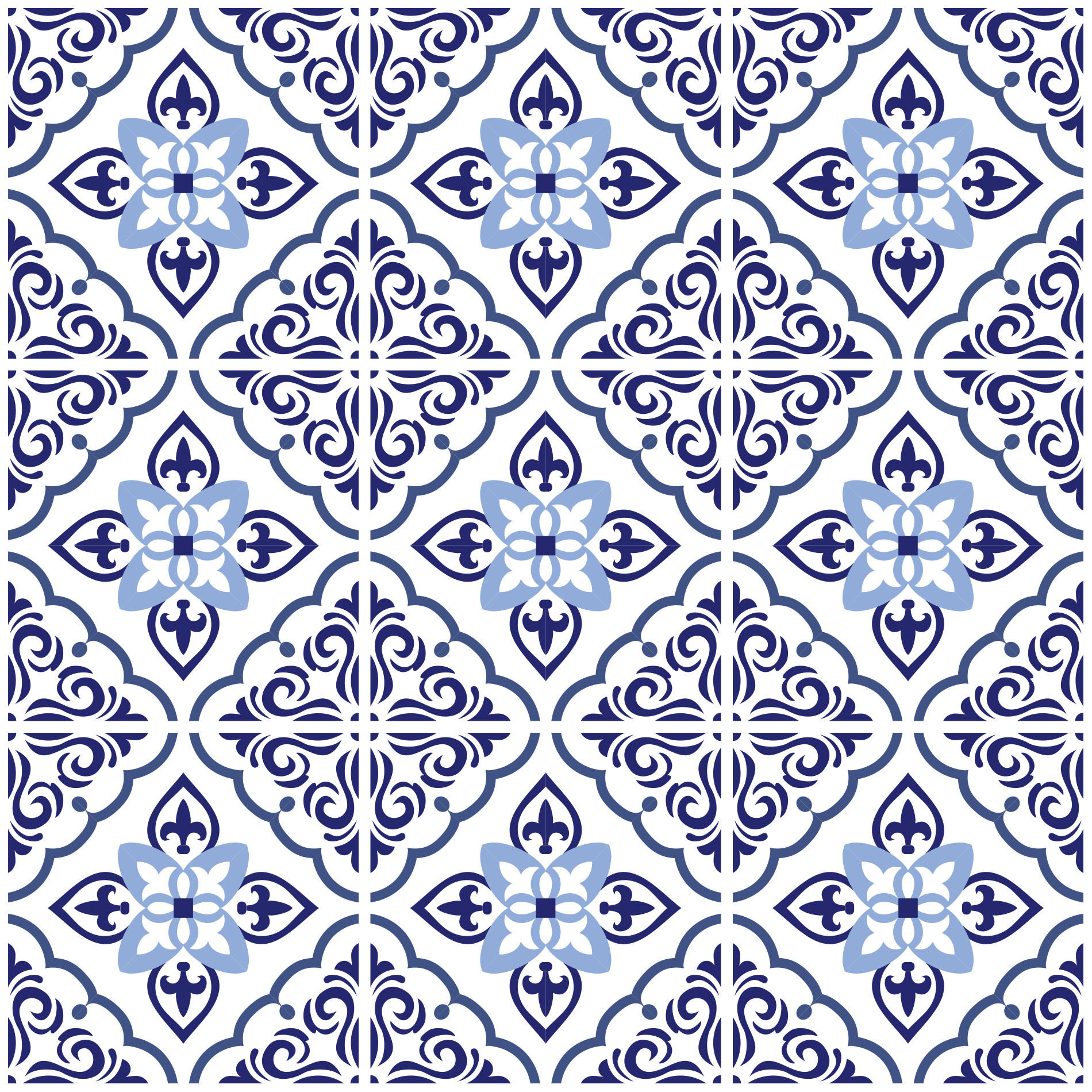 Adesivo de Azulejo Hidráulico Azul Clássico Cozinha