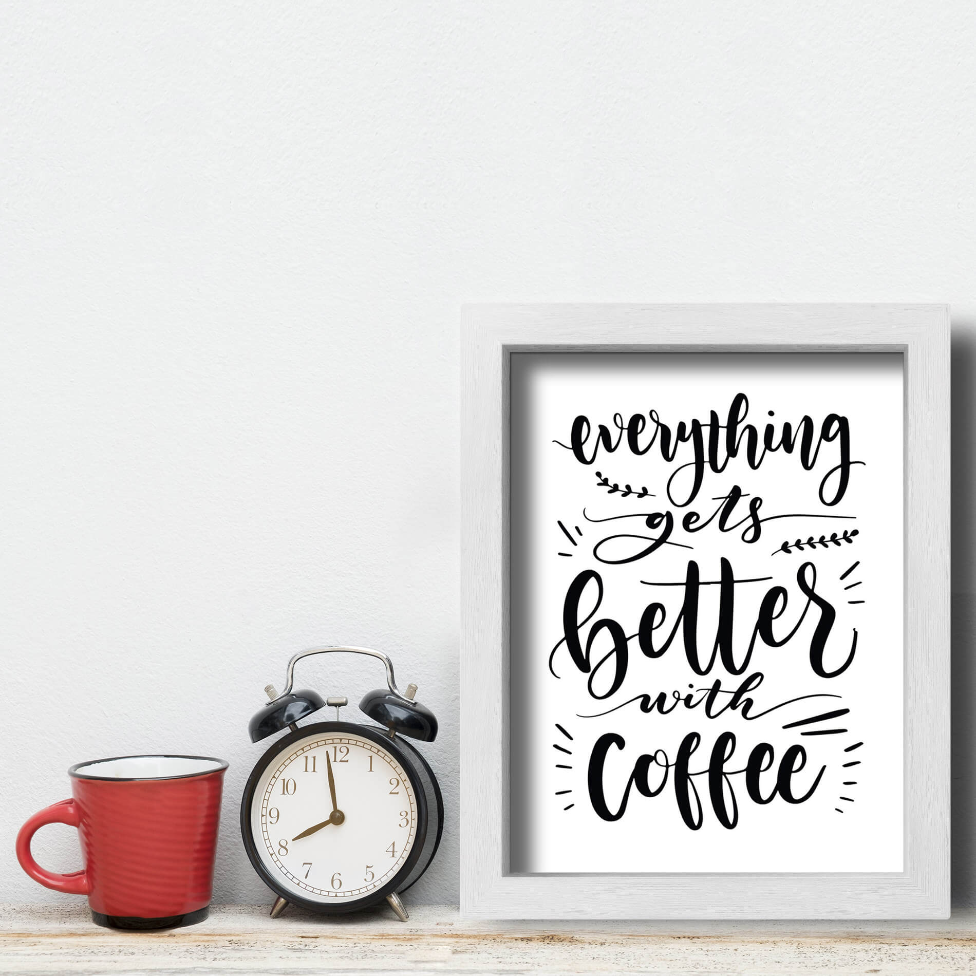 Quadro Frase Café Better With Coffee