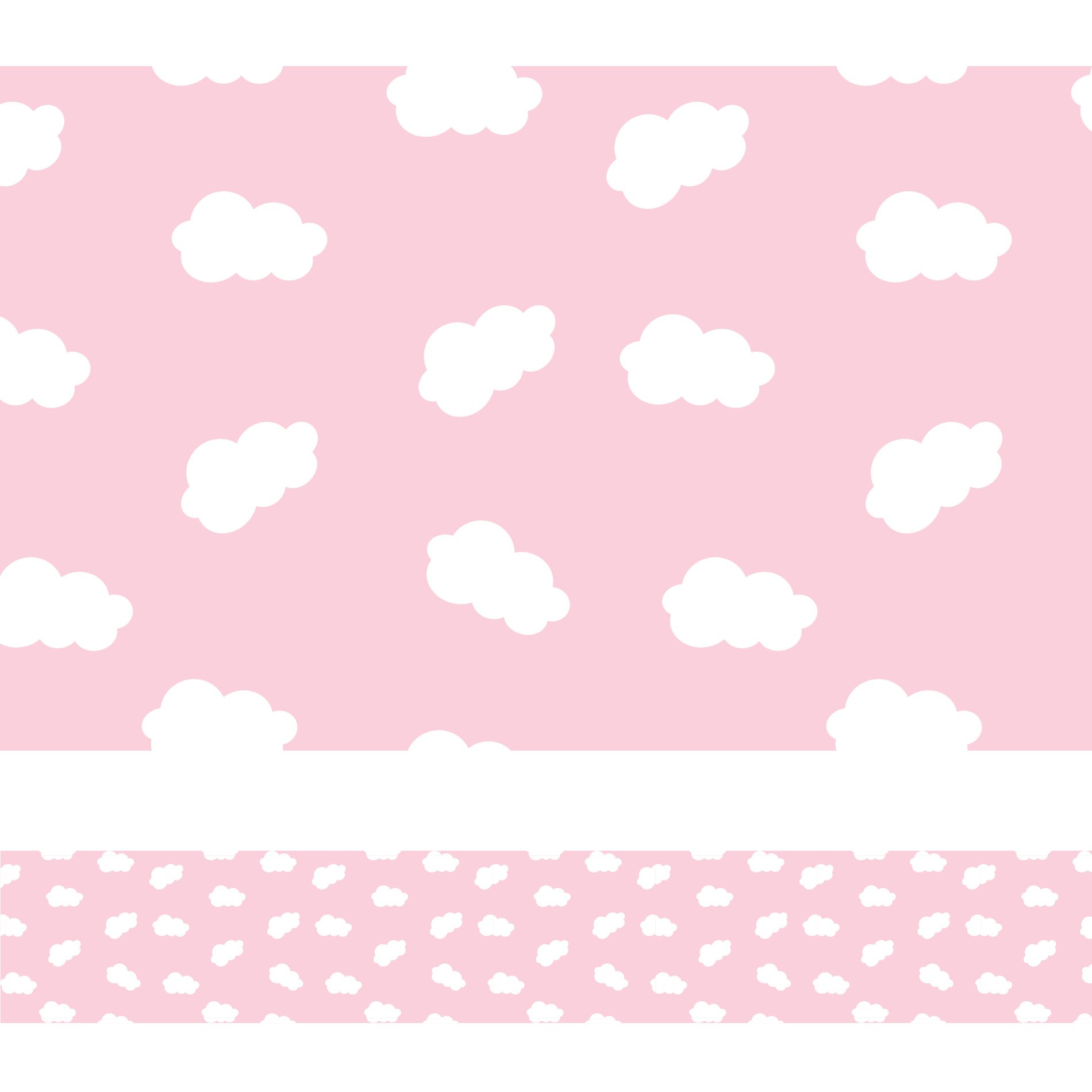 Faixa Decorativa Infantil Nuvens Rosa 10m x 10cm