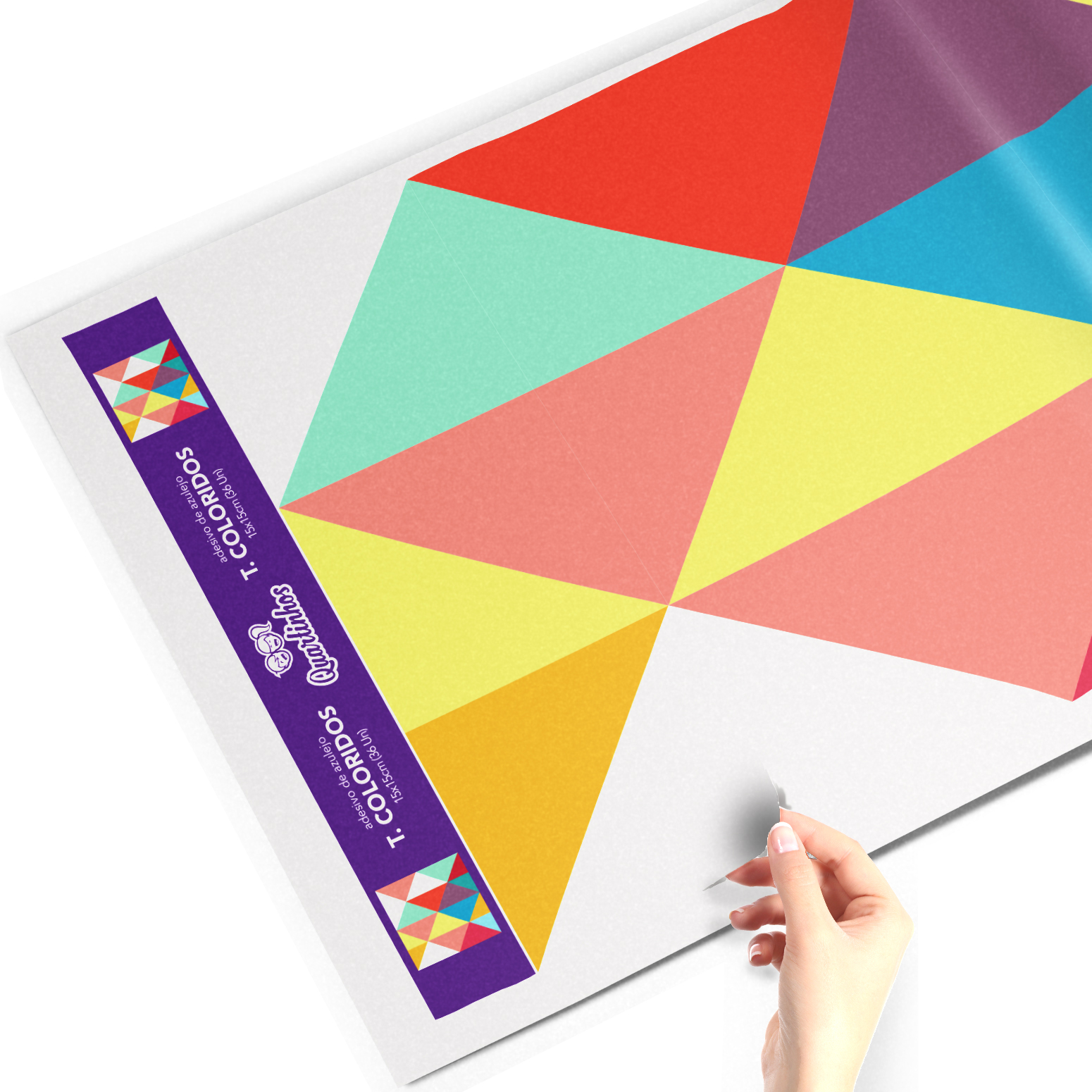 Adesivo de Azulejo Geométrico Triângulos Coloridos Cozinha
