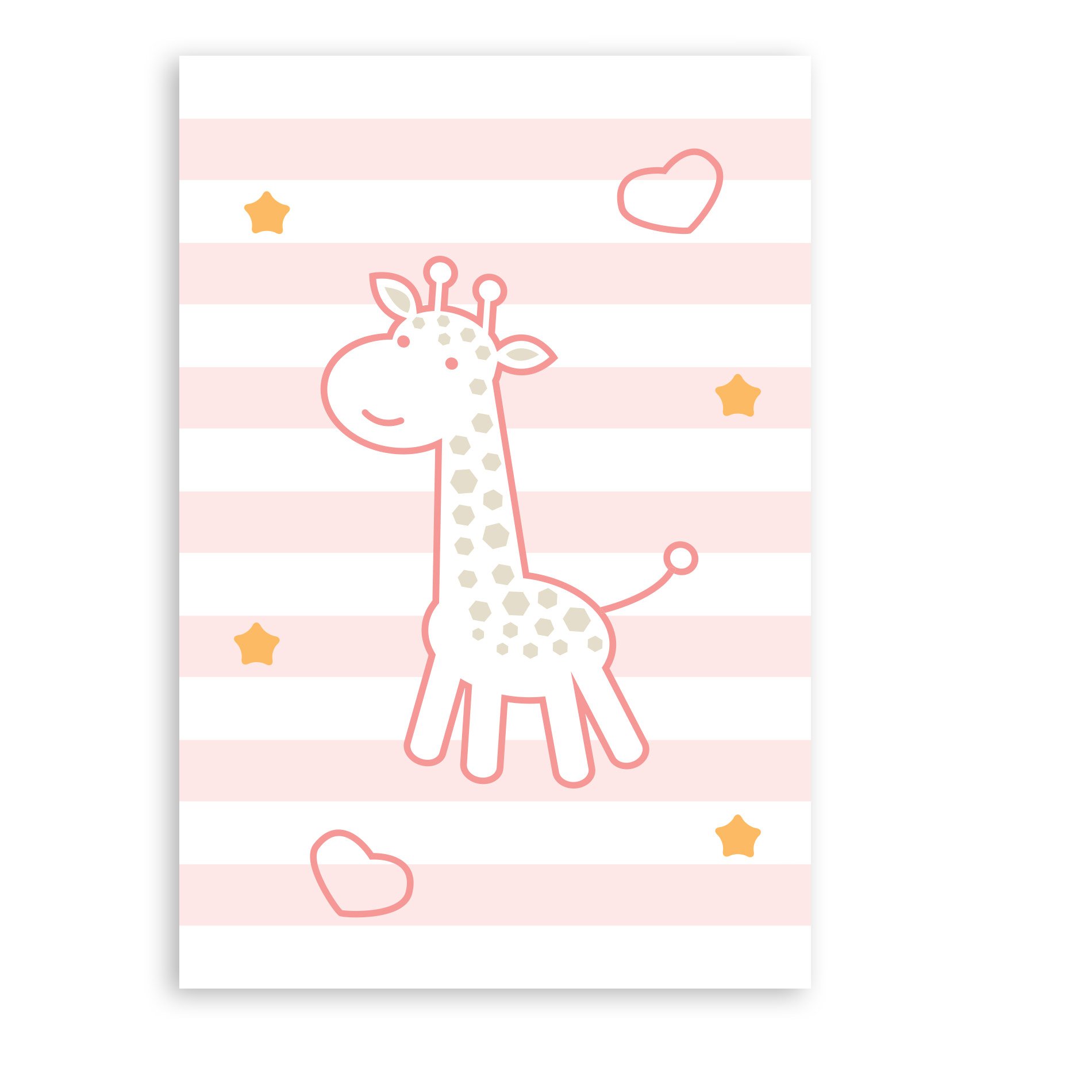 Placa Decorativa Girafa e Hipopótamo Rosa Kit 4un 20x30cm