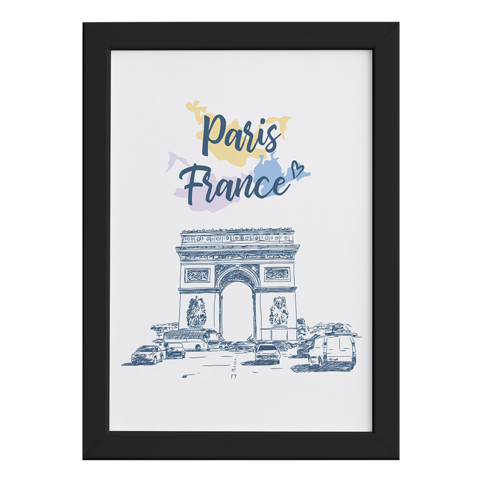 Quadro Paris Arco do Triunfo França Moldura Preta
