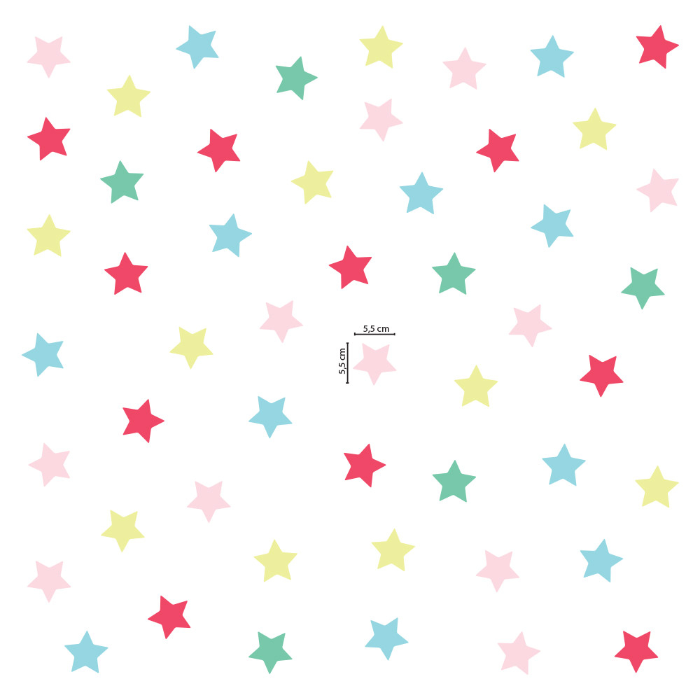 Adesivo de Parede Infantil Estrelas Coloridas Rosa e Azul