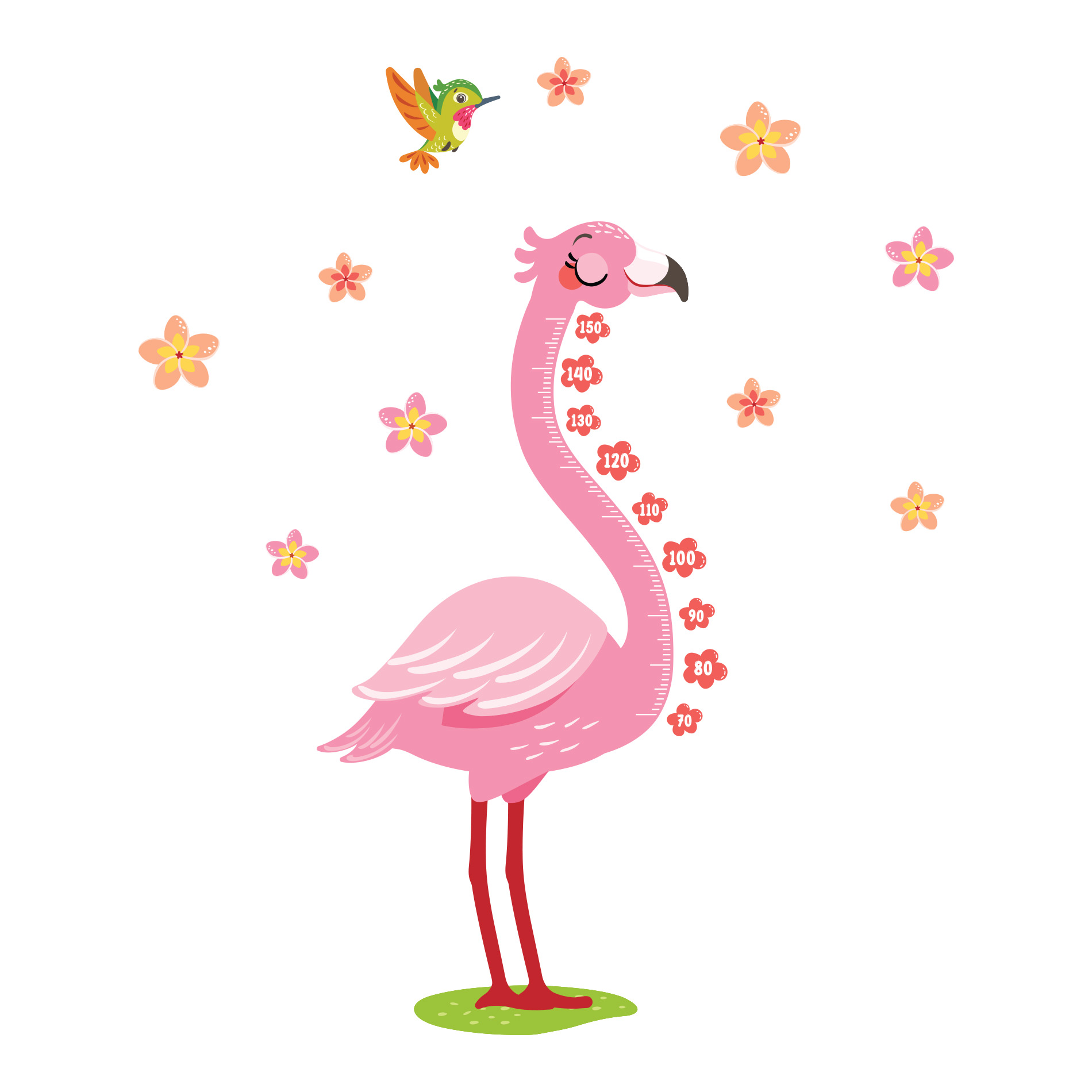 Adesivo de Parede Flamingo Régua de Crescimento 187x78cm