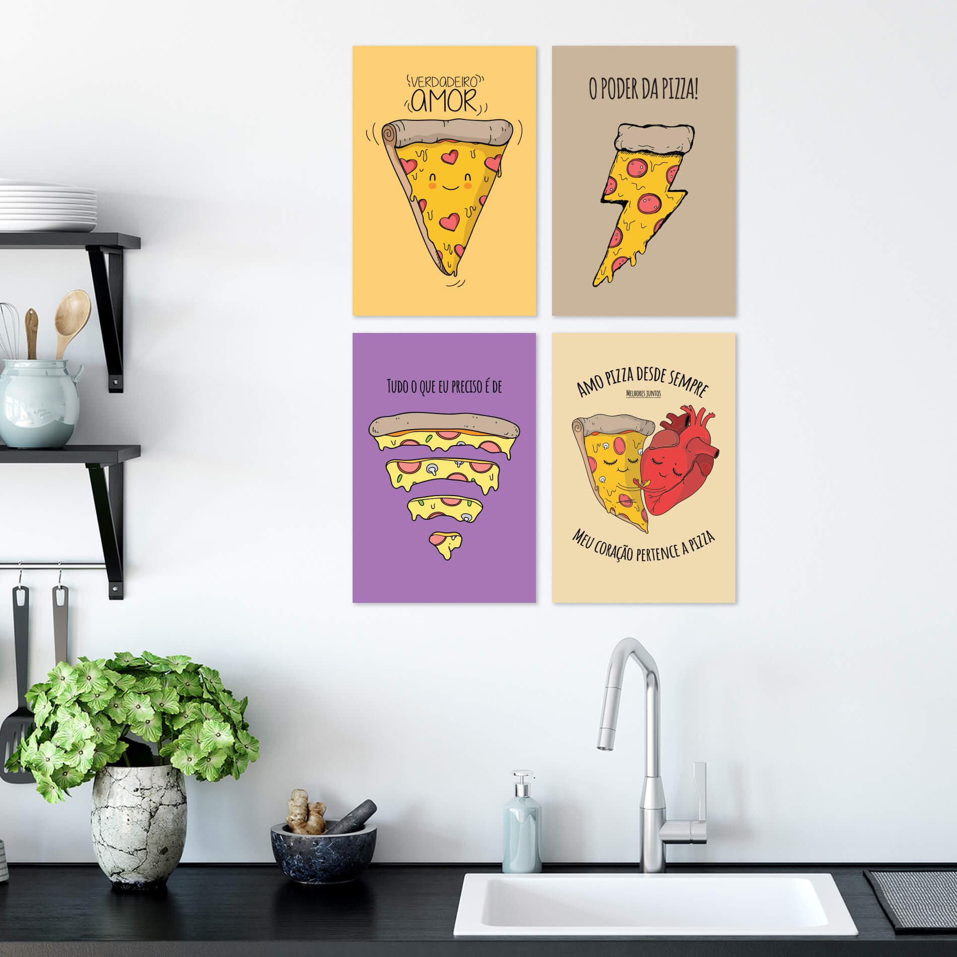 Placas Decorativas MDF Pizza Divertida