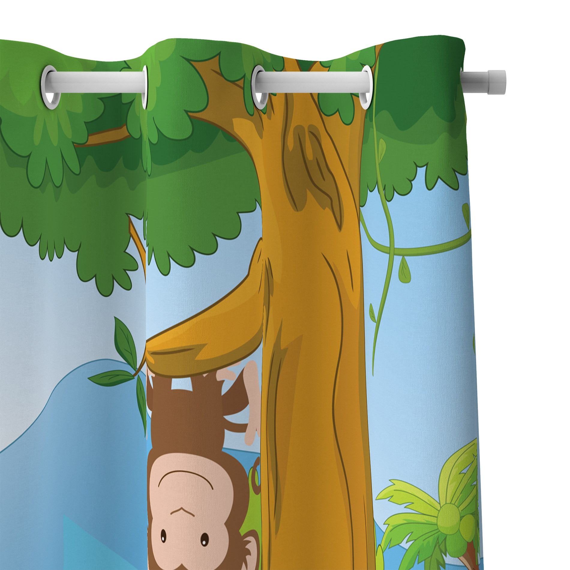 Detalhe de cortina infantil animais safari