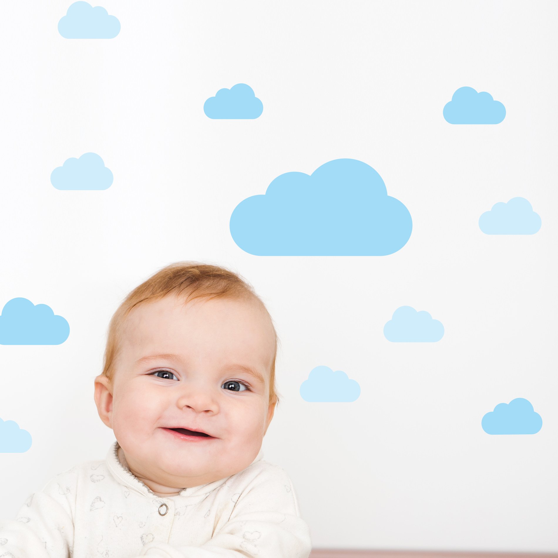Adesivo de Parede Infantil Nuvens Tons de Azul
