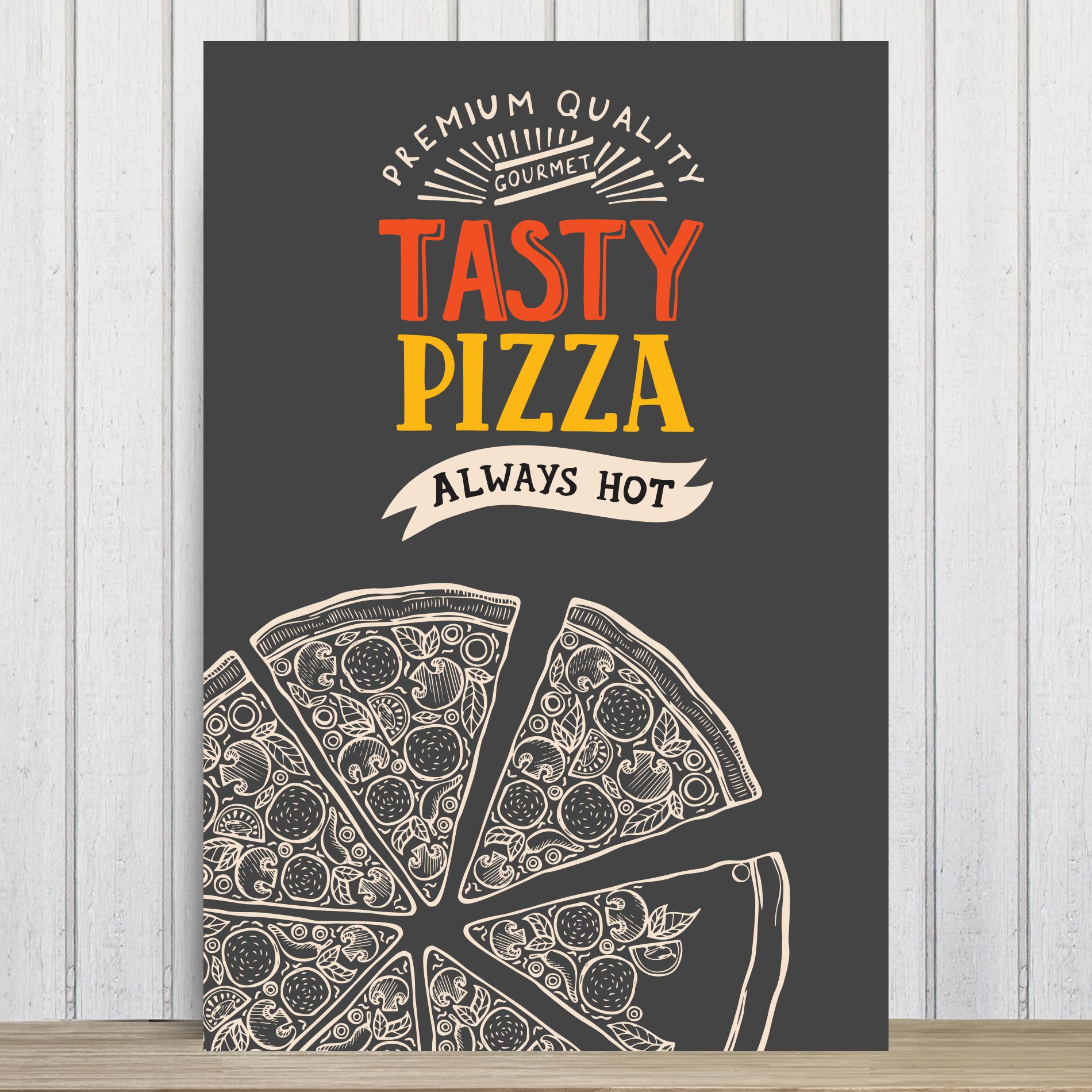 Placa Decorativa MDF Frase Pizza Tasty 20x30cm
