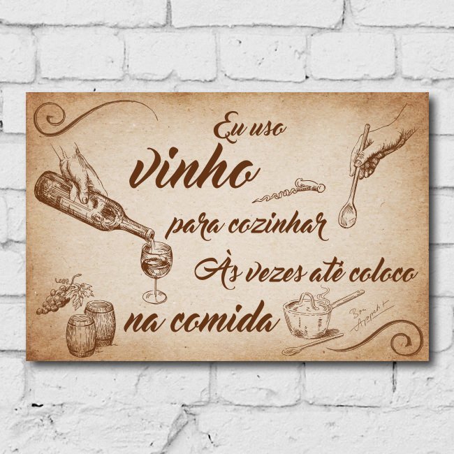 Kit Placa Decorativa MDF Frases Vinho