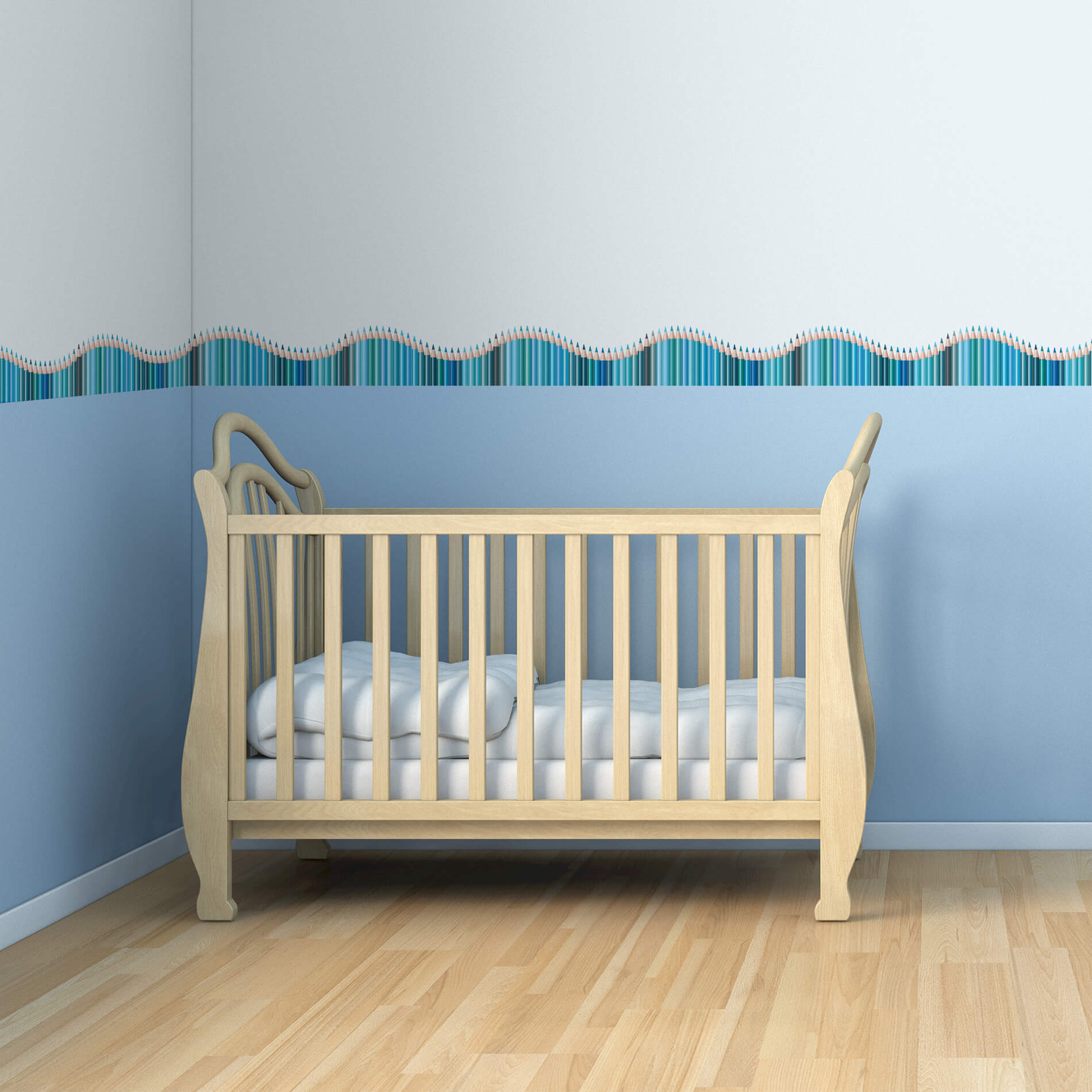 Faixa Decorativa Adesiva Infantil Lapis de Cor Azul 10mx10cm