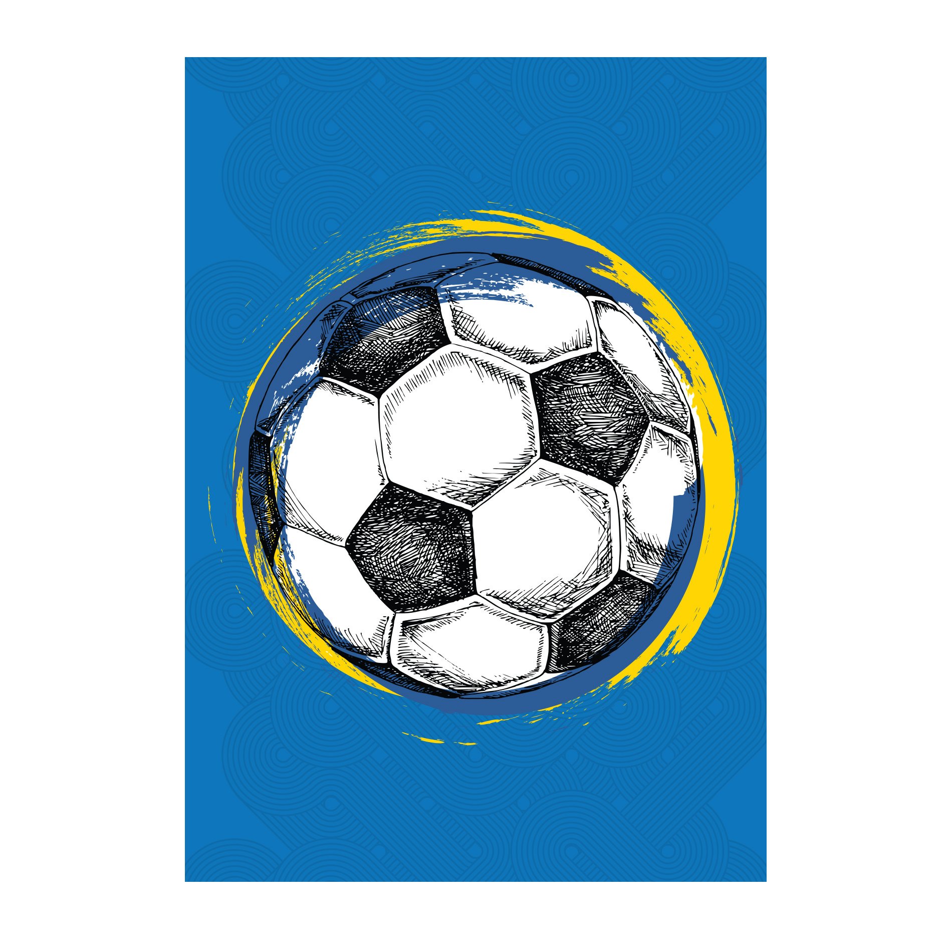 Placa Decorativa MDF Bola de Futebol Fundo Azul 30x40cm