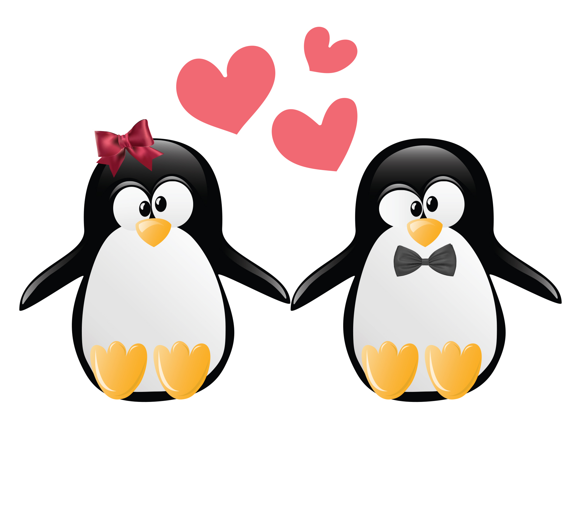 Adesivo de Pinguim para Geladeira Casal e Corações