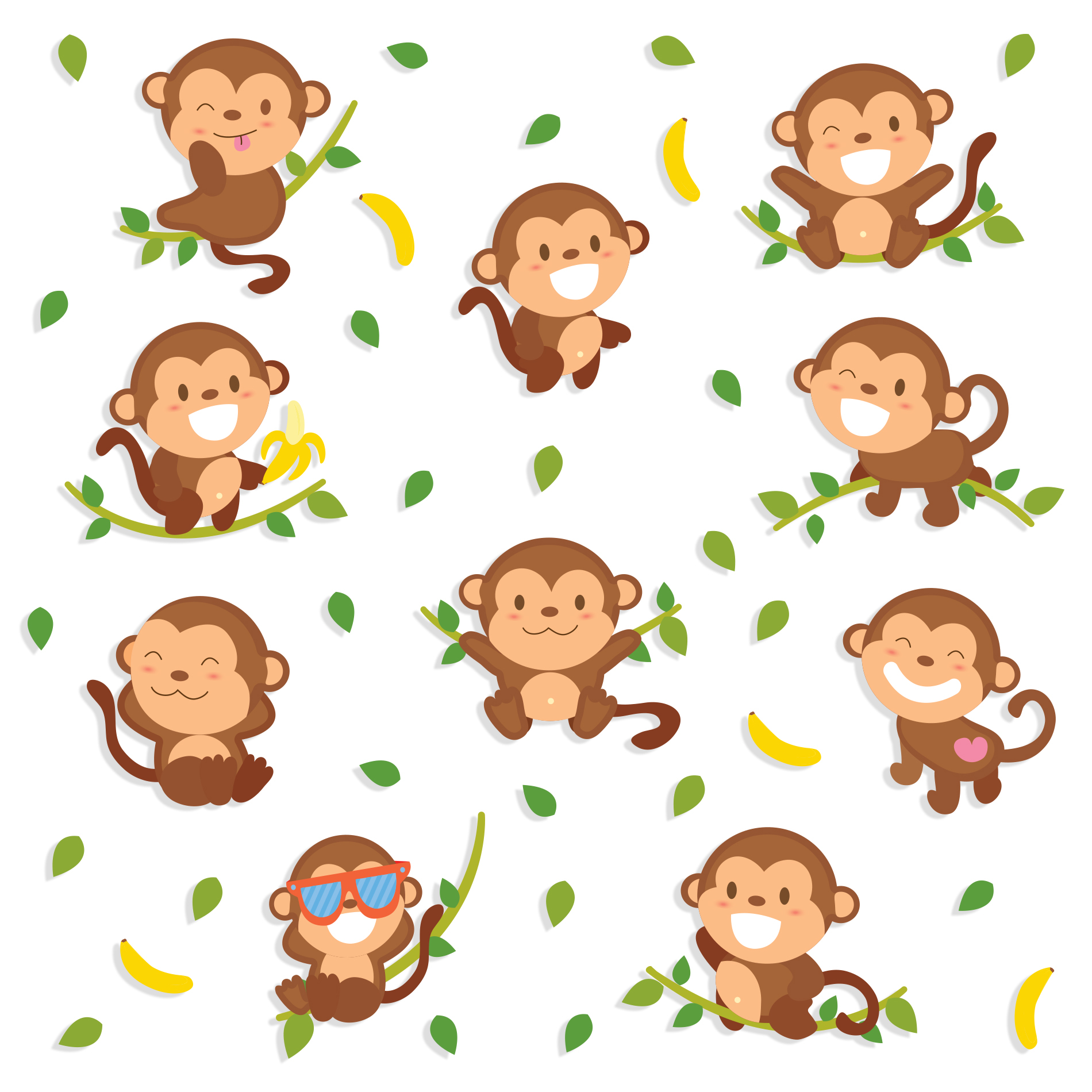 Adesivo de Parede Macacos Sorridentes