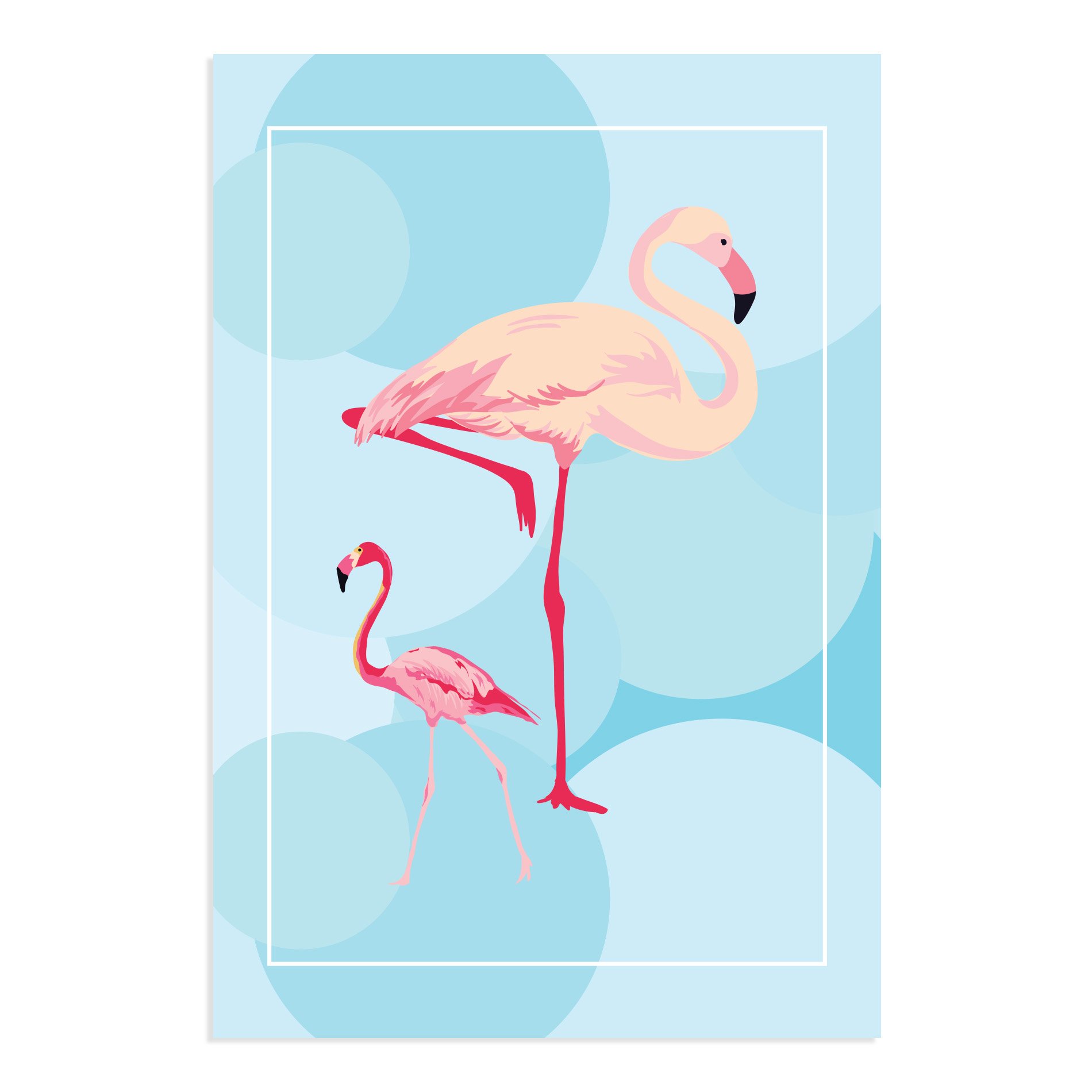 Placa Decorativa MDF Flamingos e Círculos 30x40cm