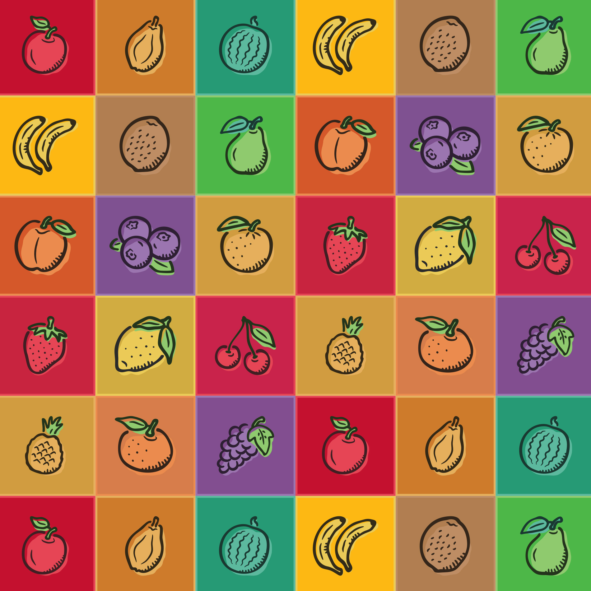 Adesivo de Azulejo Cozinha Frutas Coloridas Ladrilho