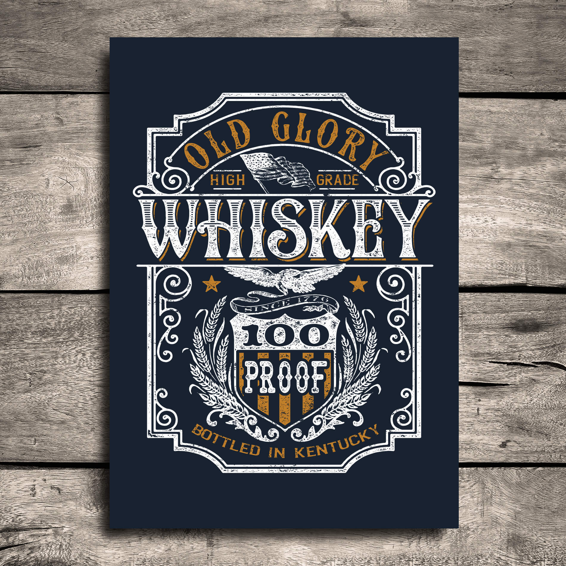 Placa Decorativa MDF Frase Glory Whisky 30x40