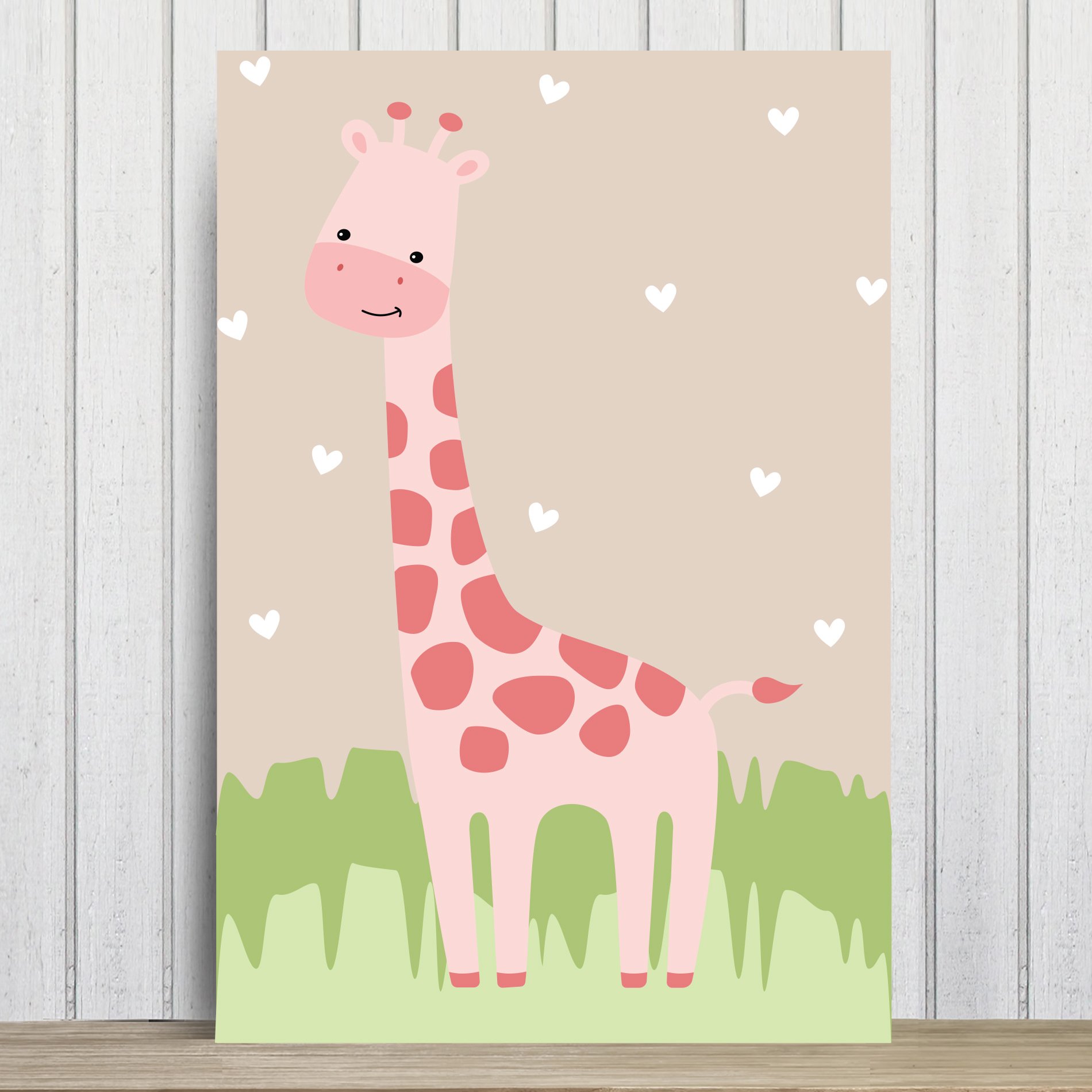 Placa Decorativa Infantil Safari Menina Girafa 30x40cm