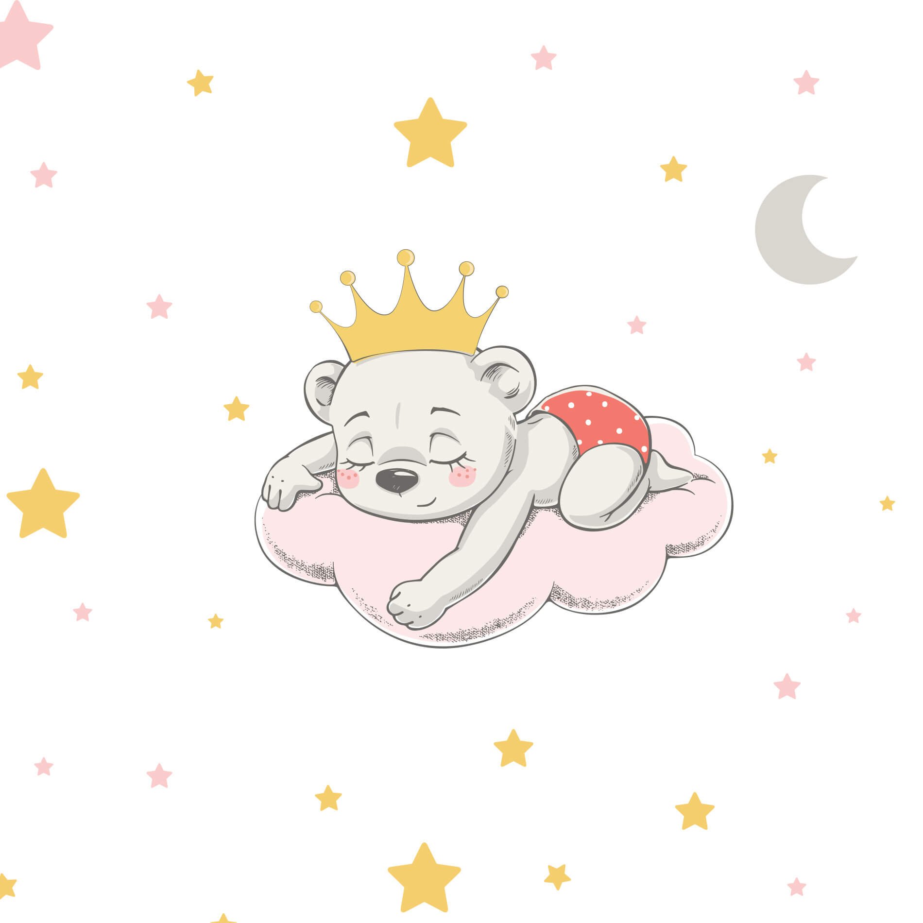 Adesivo de Parede Infantil Ursinha Princesa Para Quarto de Bebê