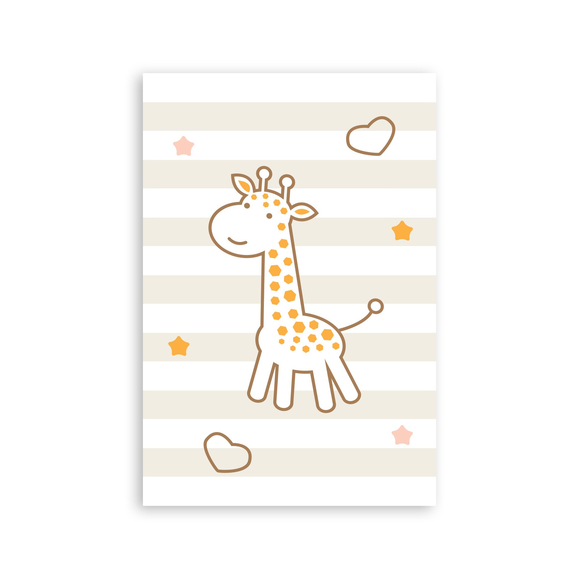 Placa Decorativa Girafa e Hipopótamo Marrom Kit 4un 30x40cm