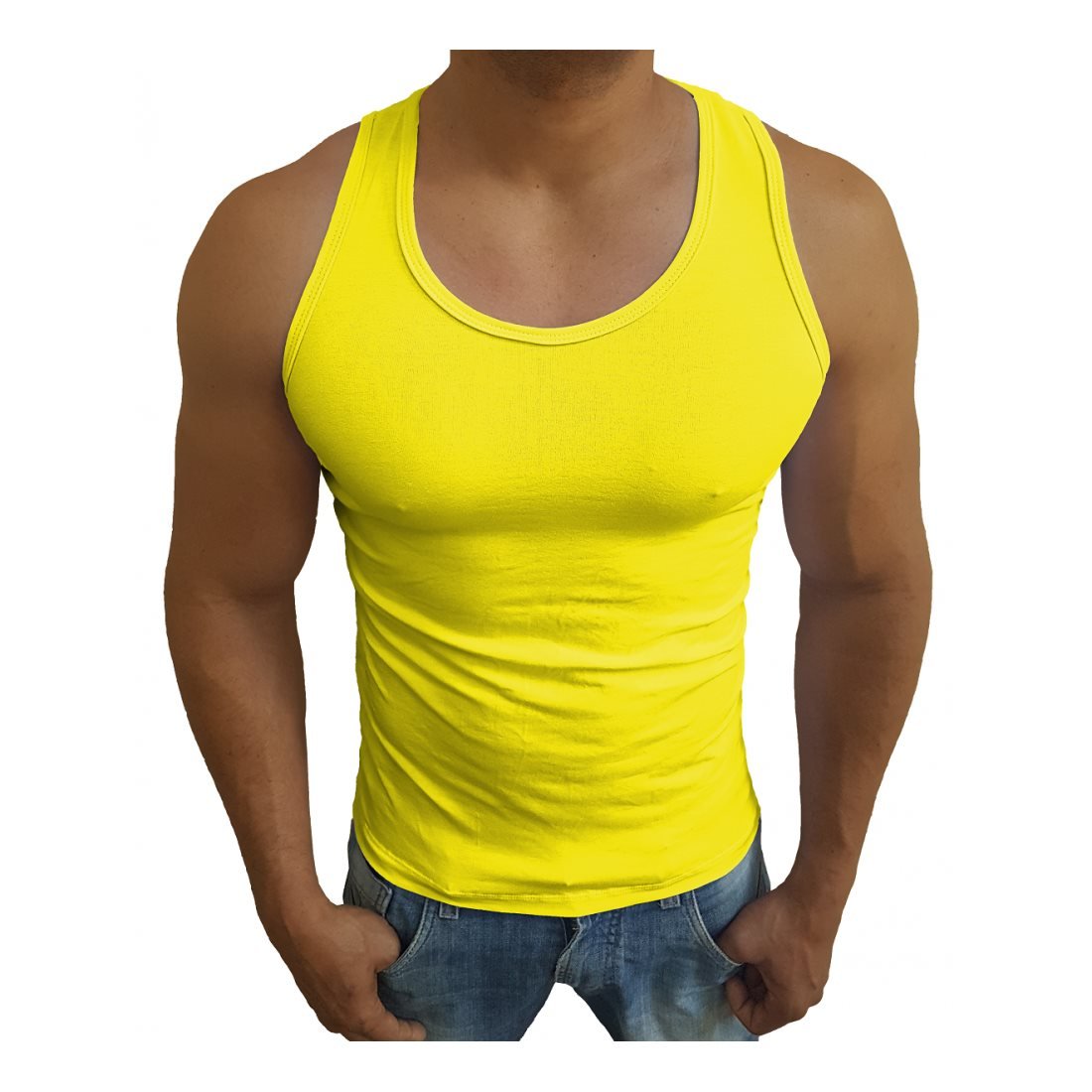 camiseta regata masculina amarelo