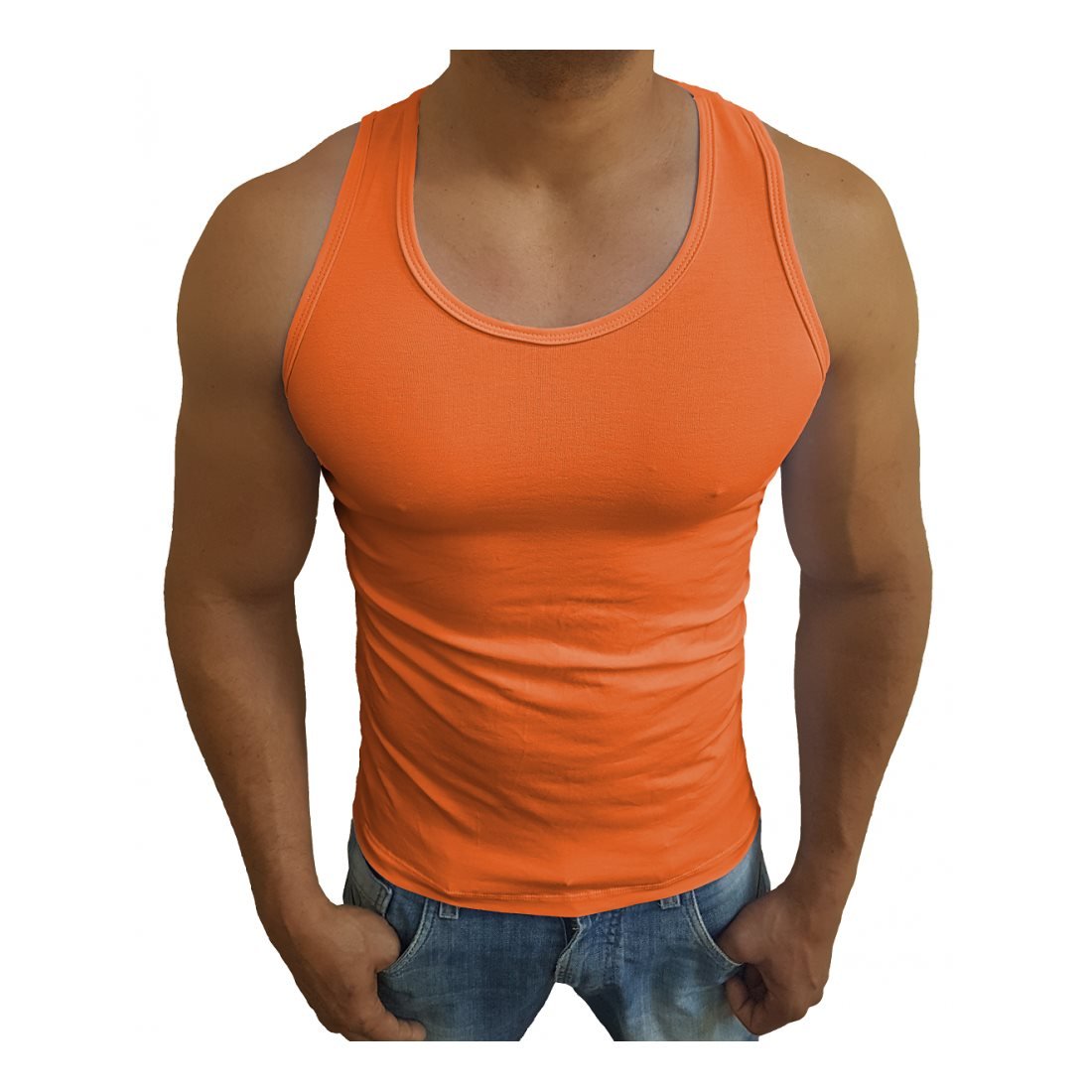 camiseta regata masculina laranja