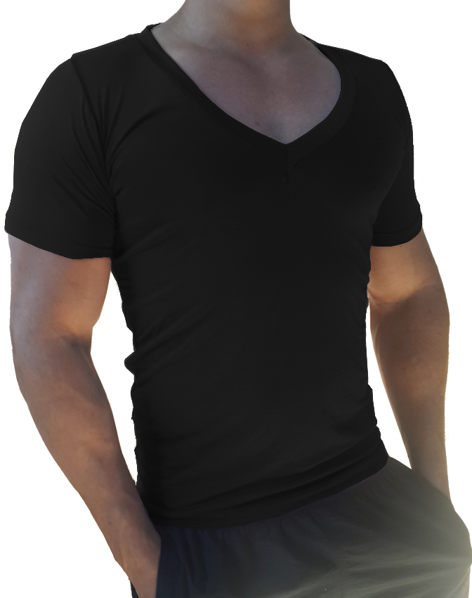 Camiseta Básica Masculina Gola V Cavada Manga Curta