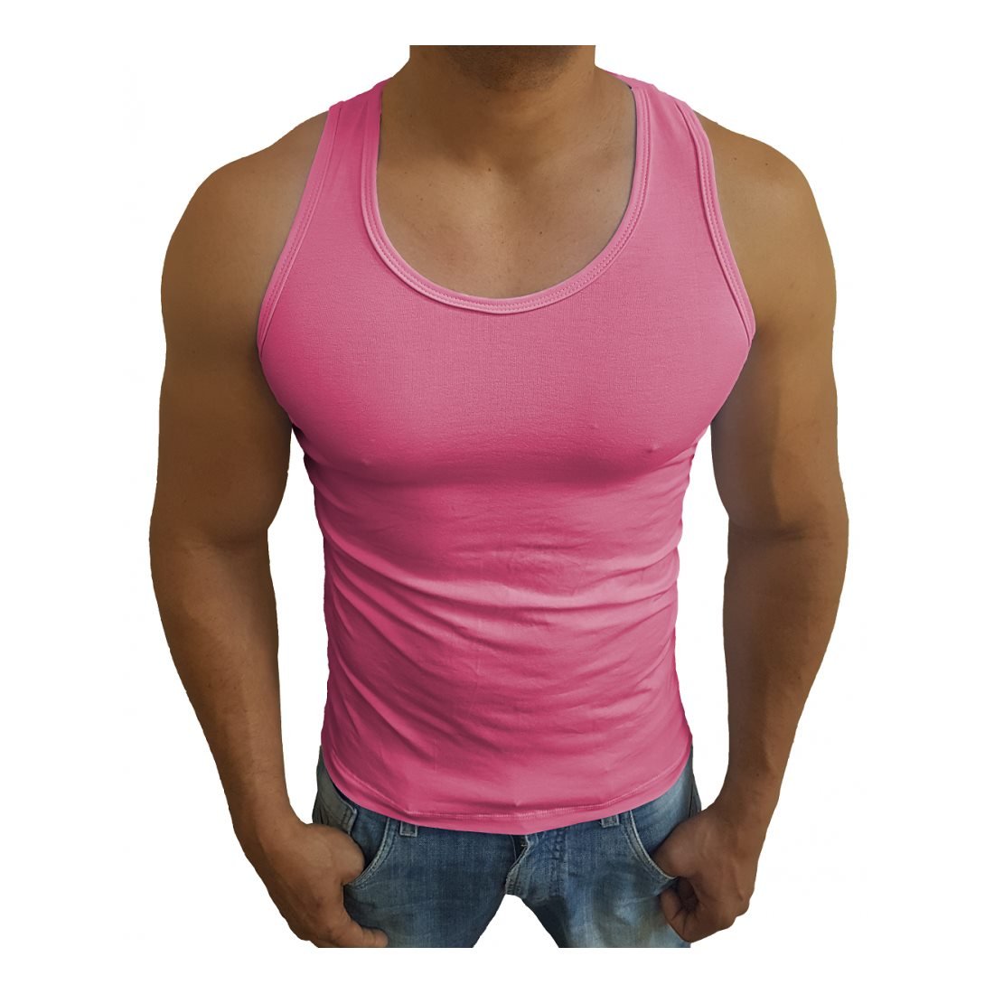 camiseta regata masculina rosa chiclete