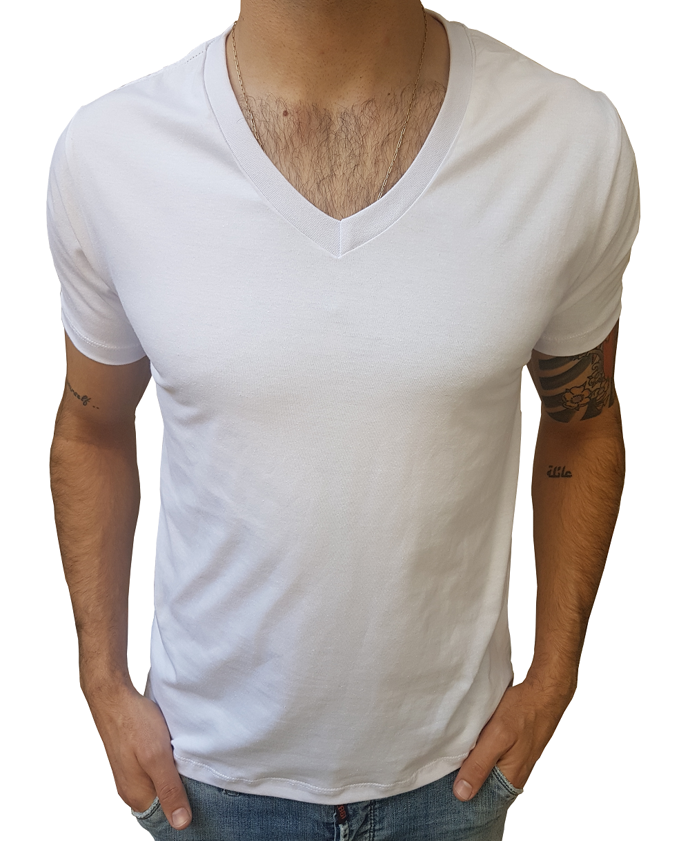 Camiseta Básica Masculina Gola V Médio 100% Algodão Manga Curta