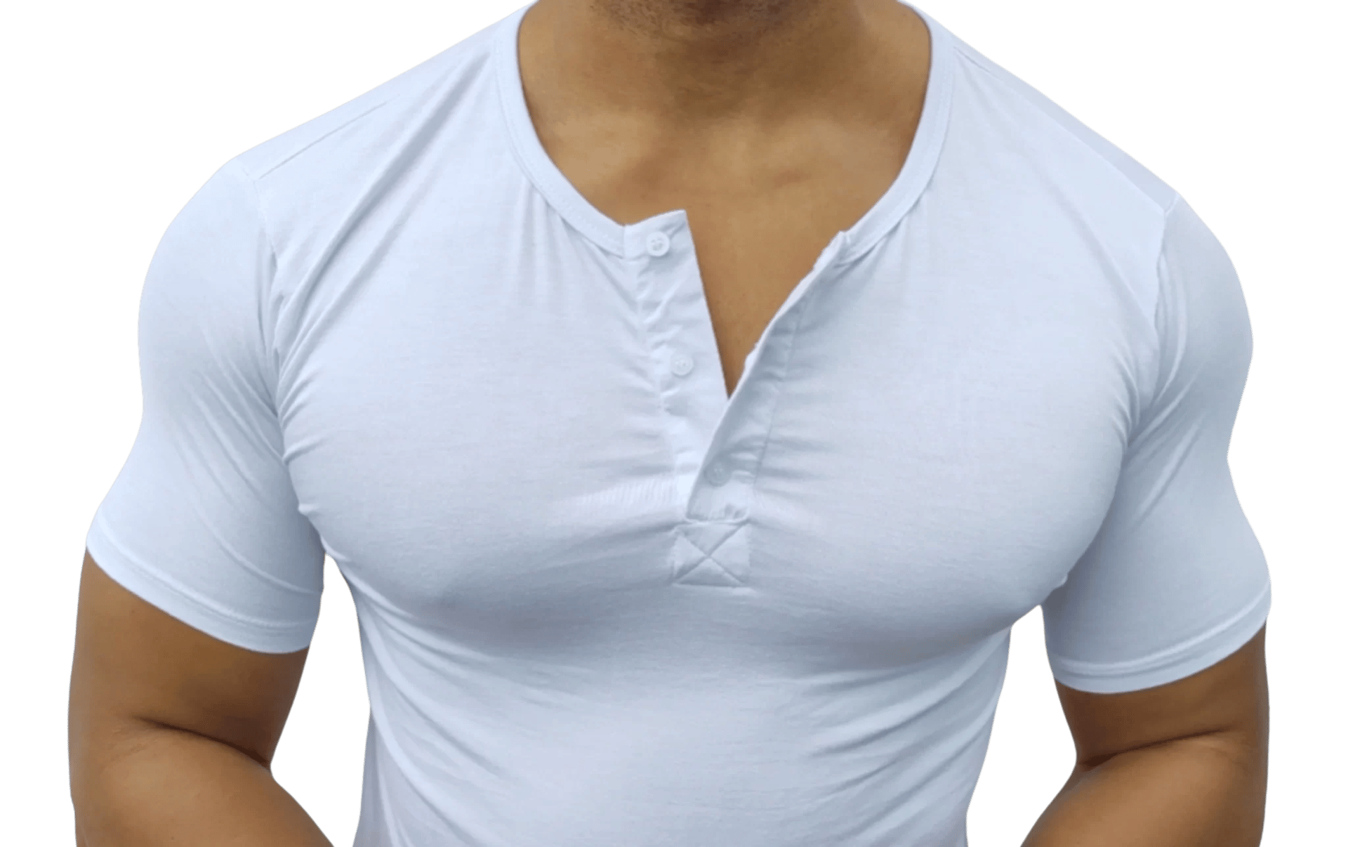 Camiseta masculina henley manga curta branca