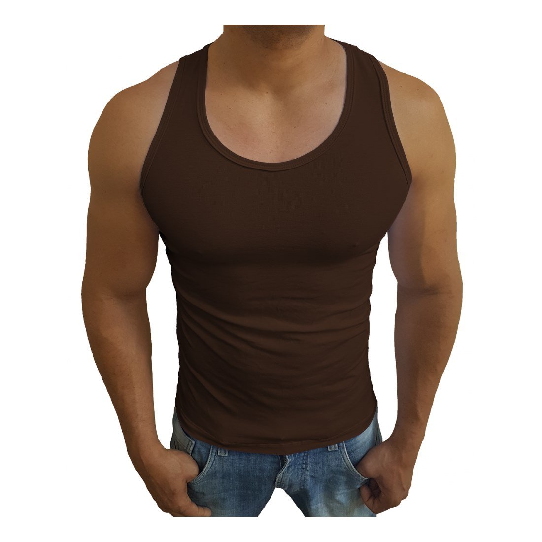 camiseta regata masculina marrom