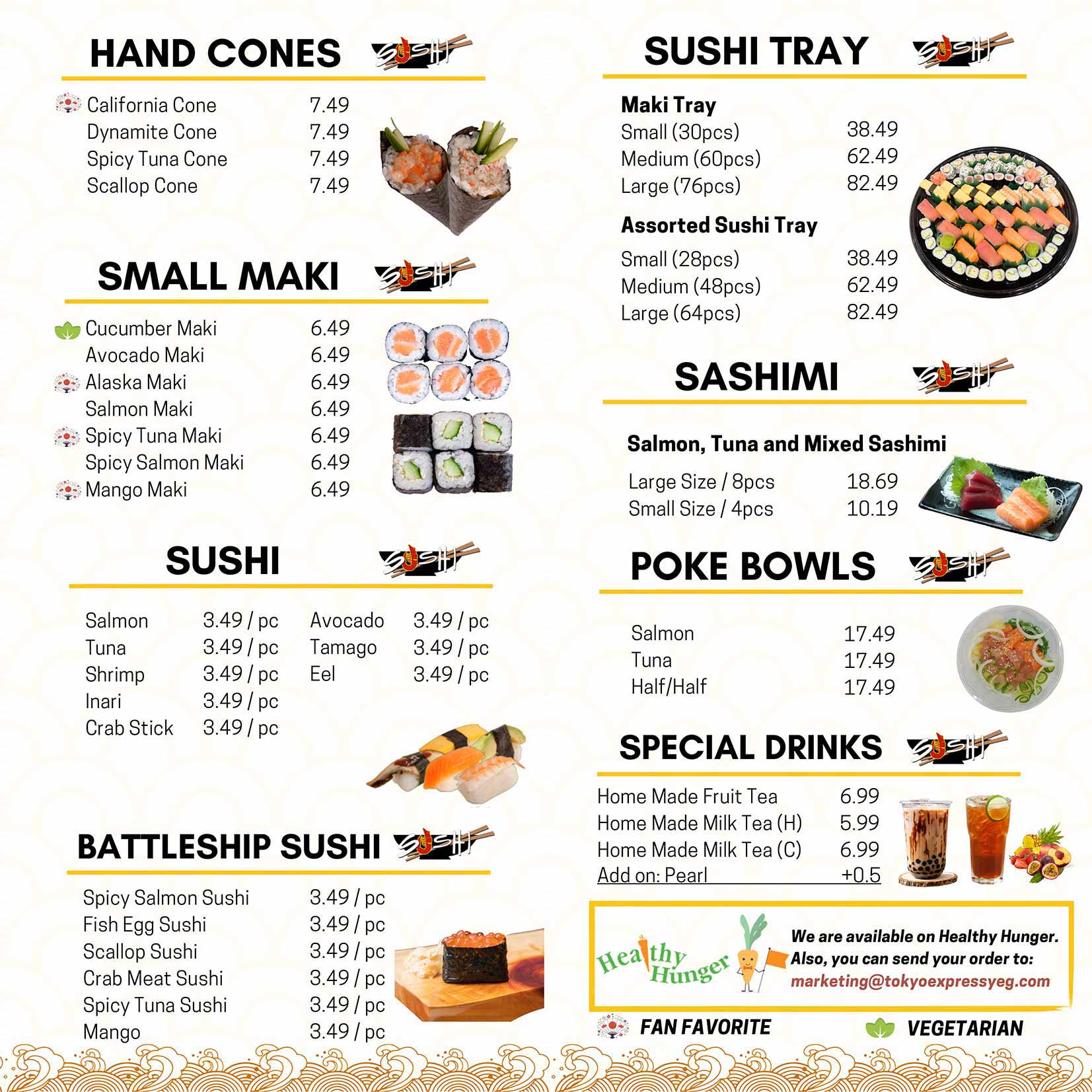 Menu - Tokyo Express | Japanese Sushi Restaurant in Edmonton